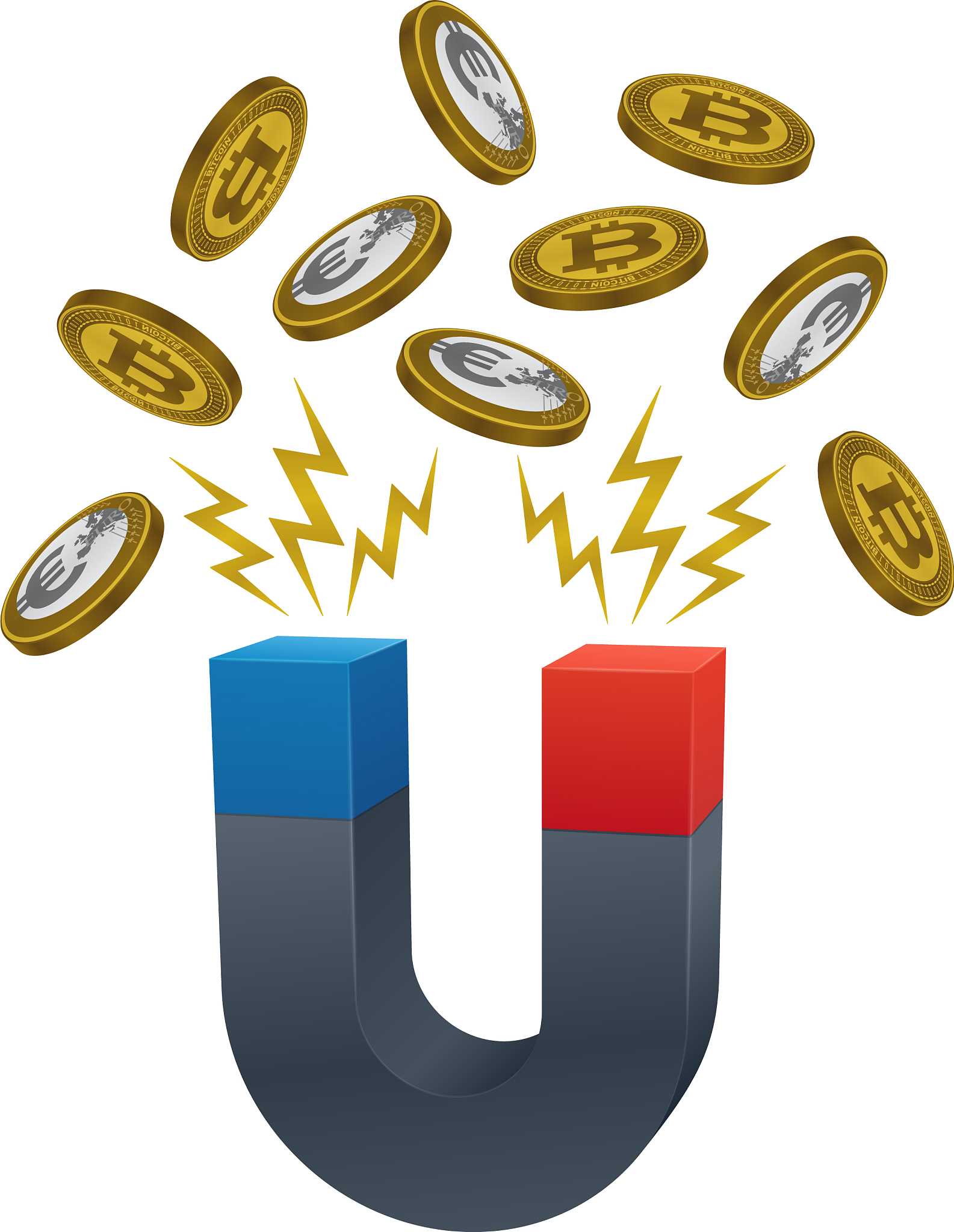 magnet euro coins and bitcoins