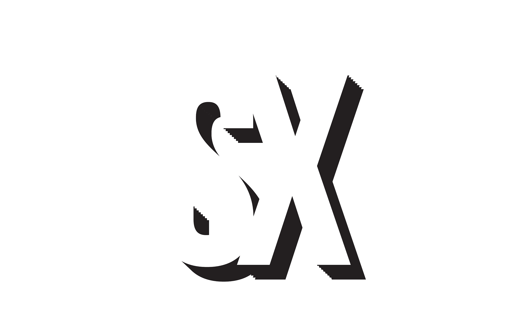 black and white sx s x alphabet letter logo