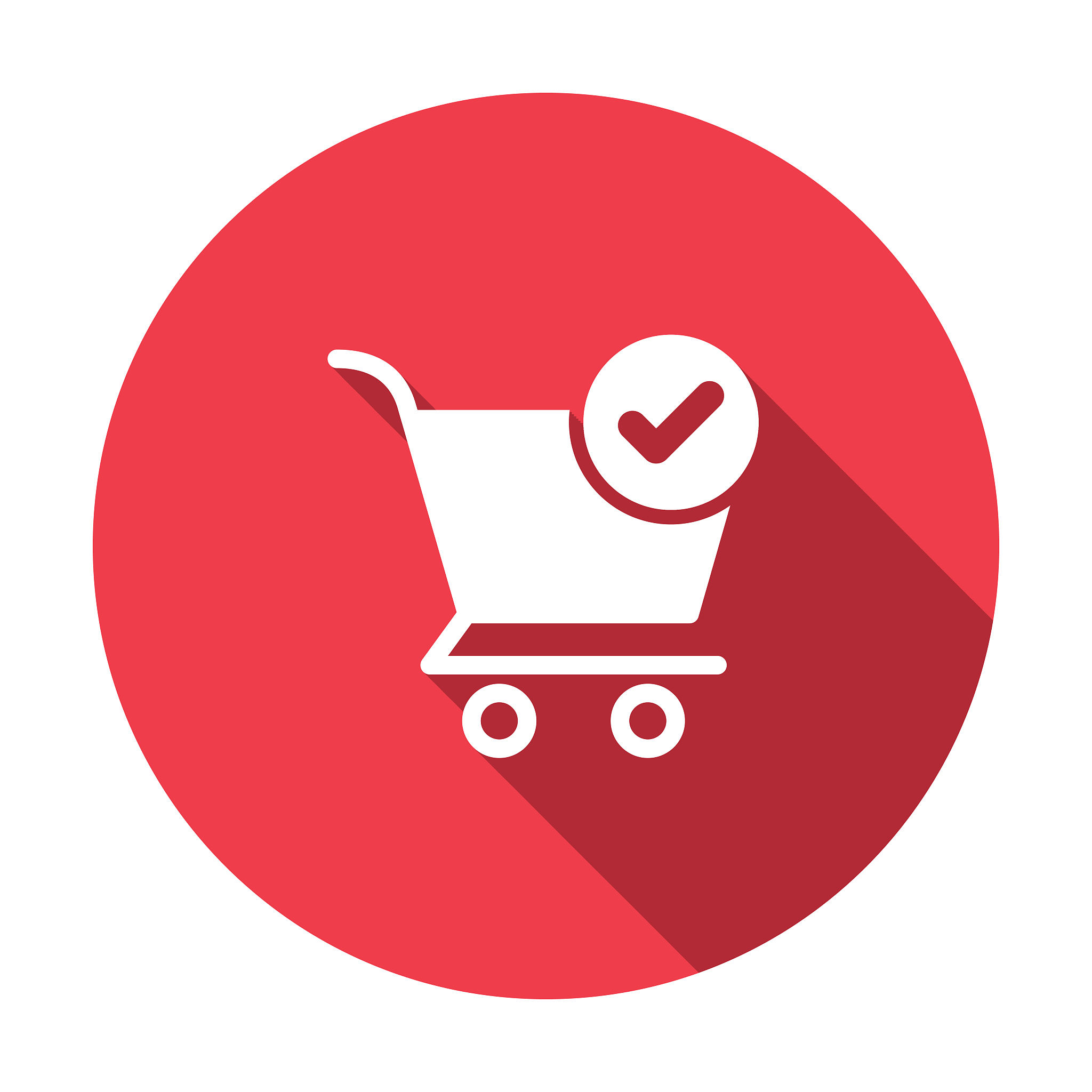 shopping cart icon, commerce icon with check sign. shopping cart