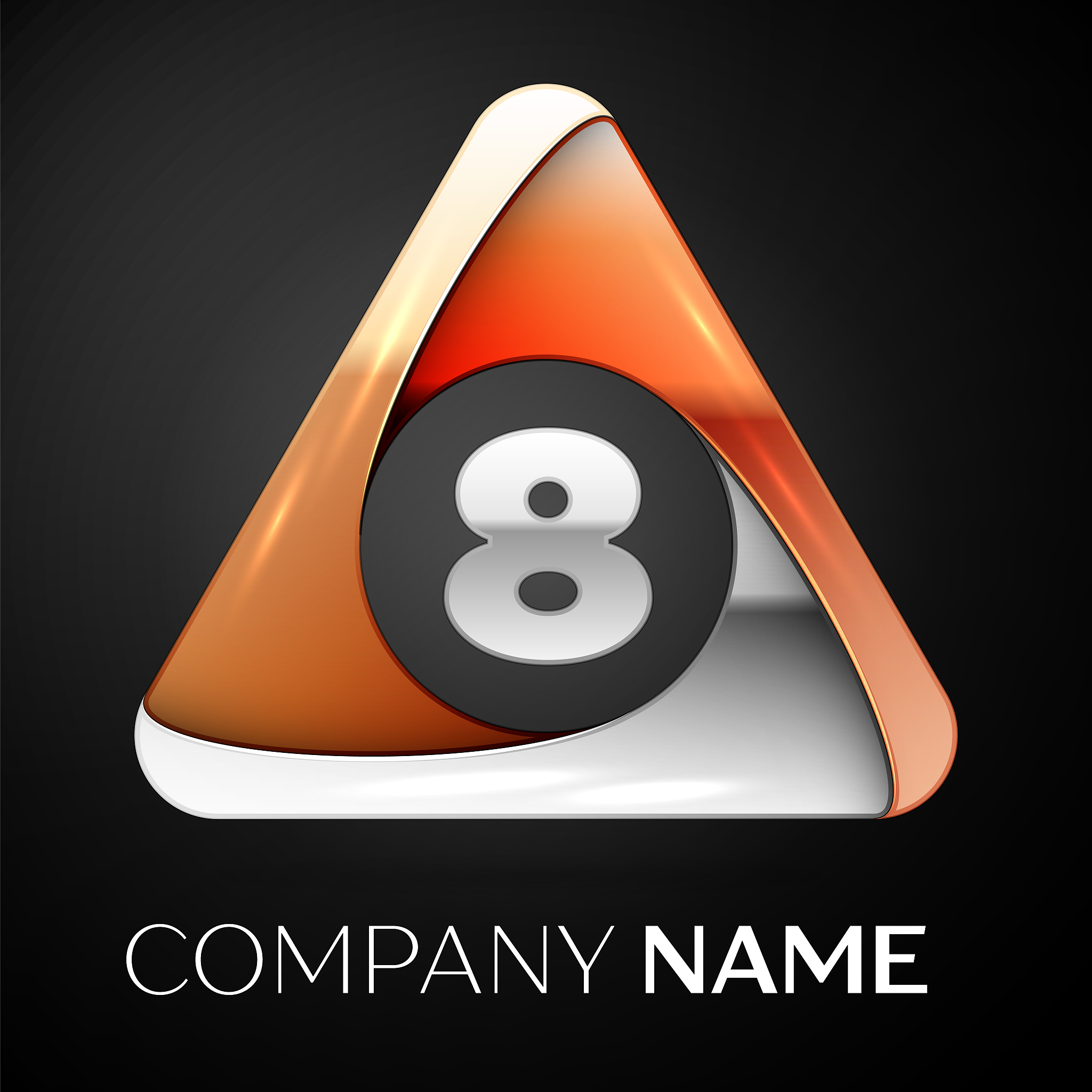 number eight logo symbol in the colorful triangle