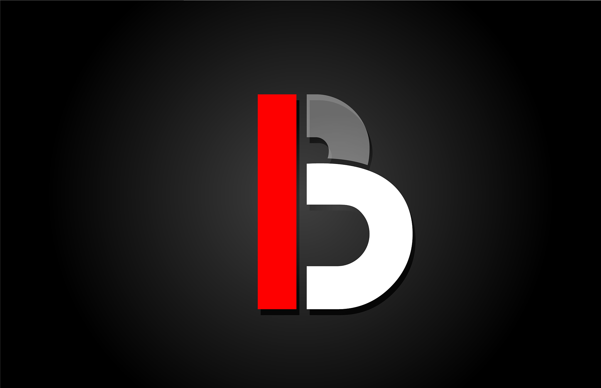 red white black b alphabet letter logo for