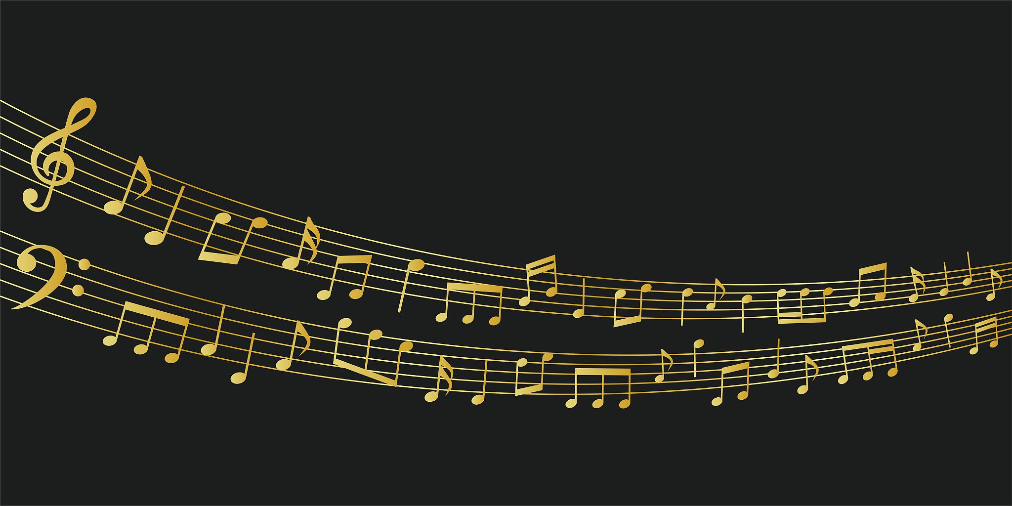 music material with musical notes interspersed