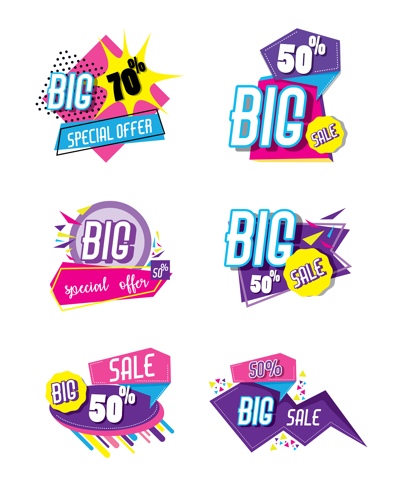 set of big sale shopping poster