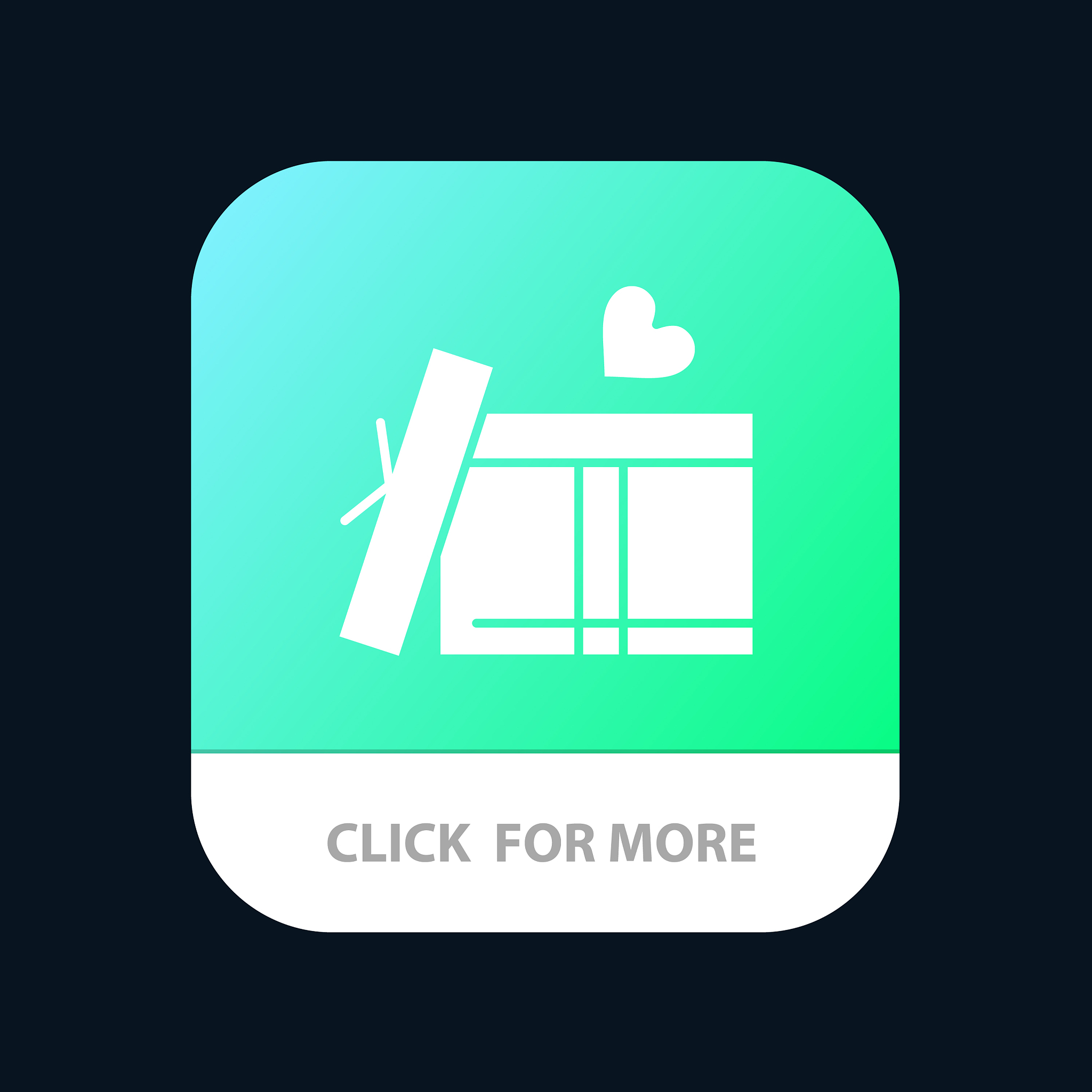 gift box heart love mobile app icon design