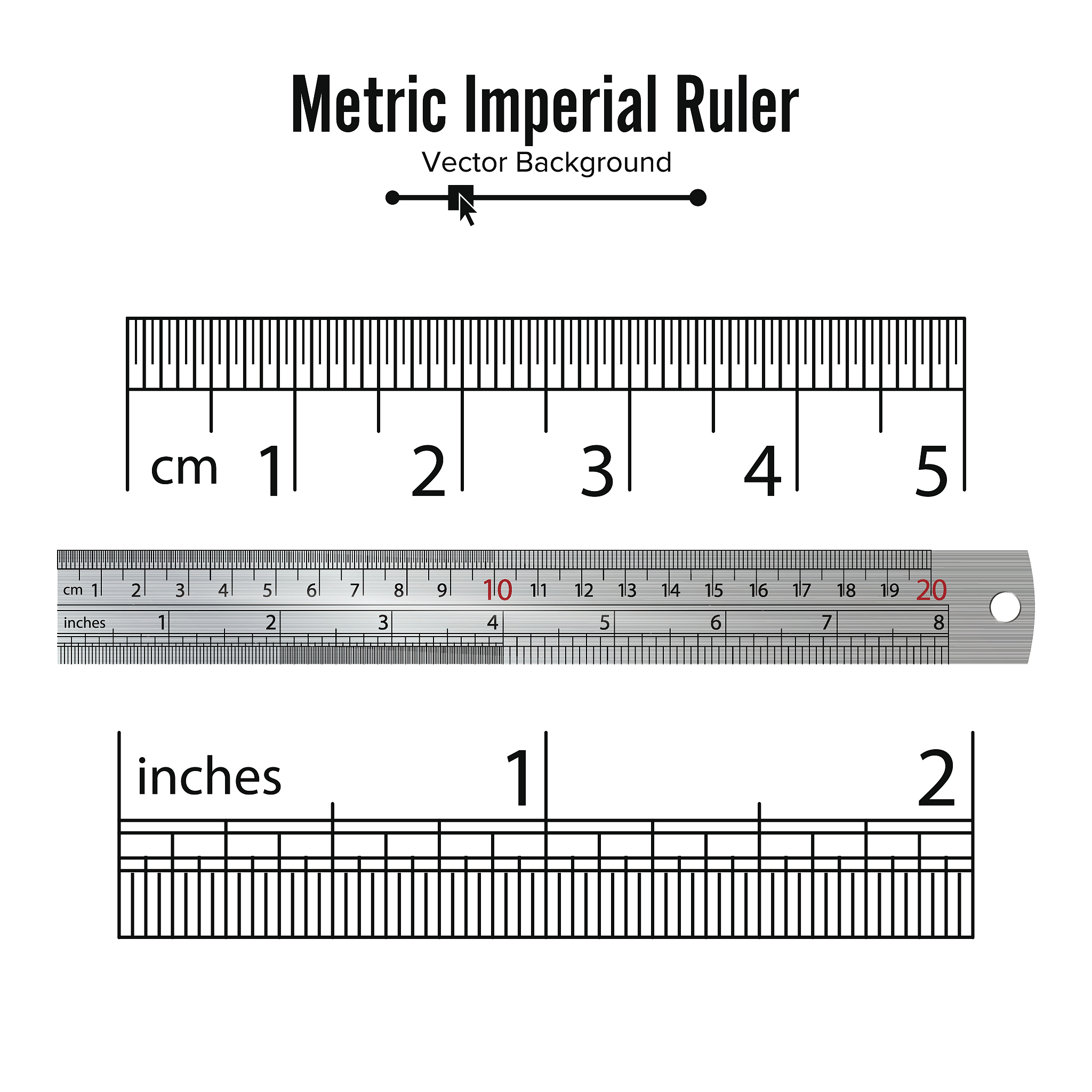 metric imperial rulers vector. centimeter and inch. measure tool