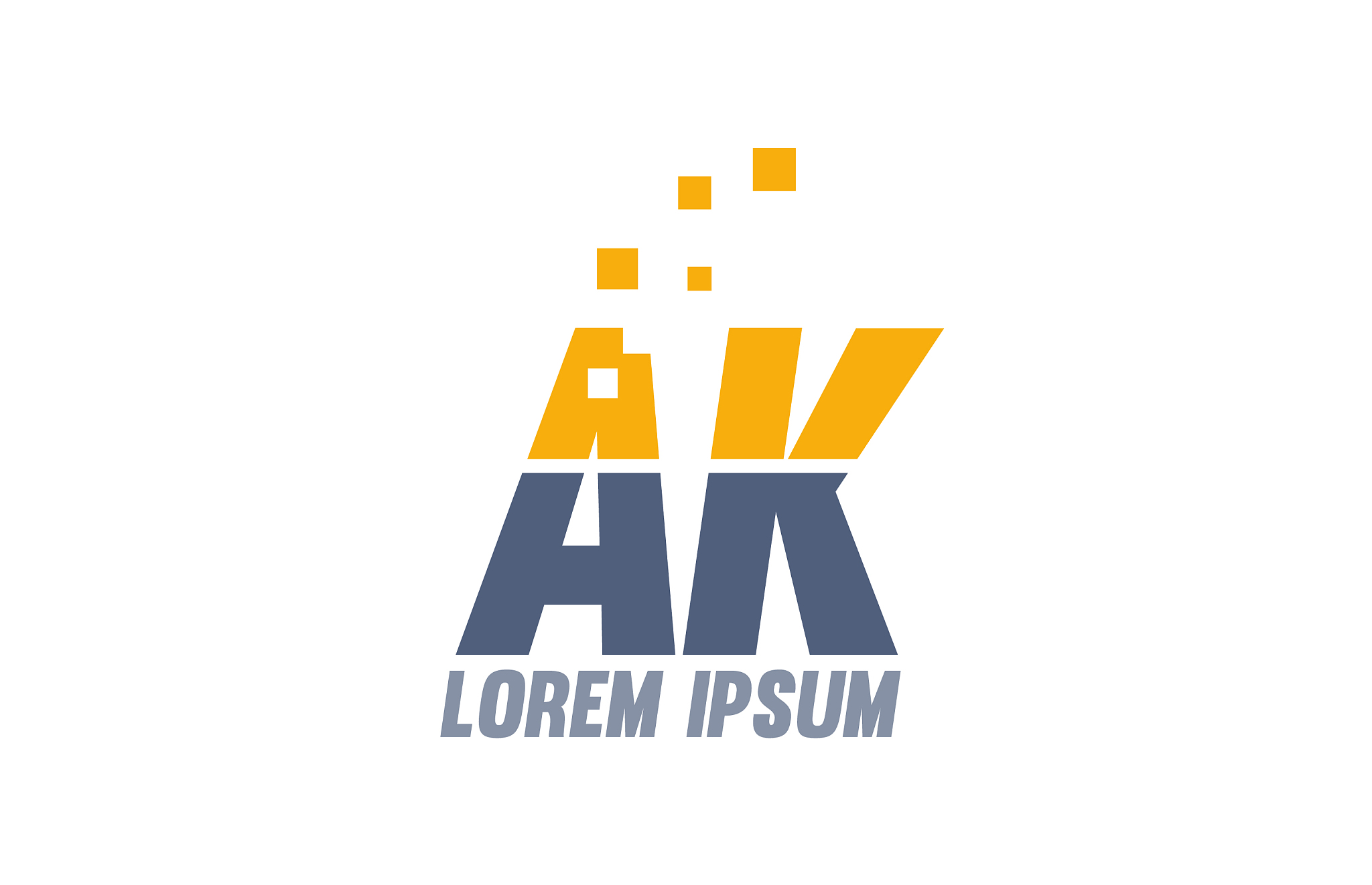 yellow blue ak a k alphabet letter logo company