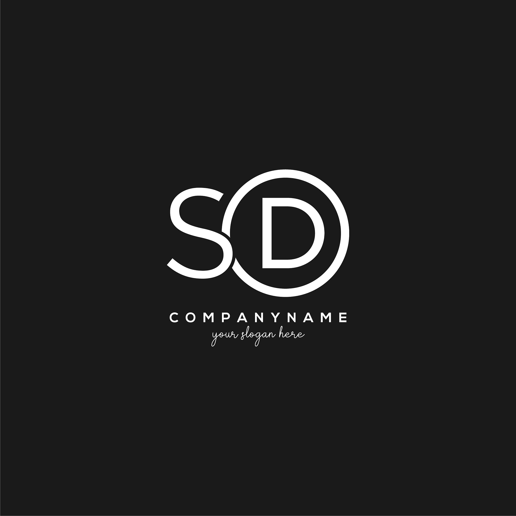 initial sd letter logo with circle template