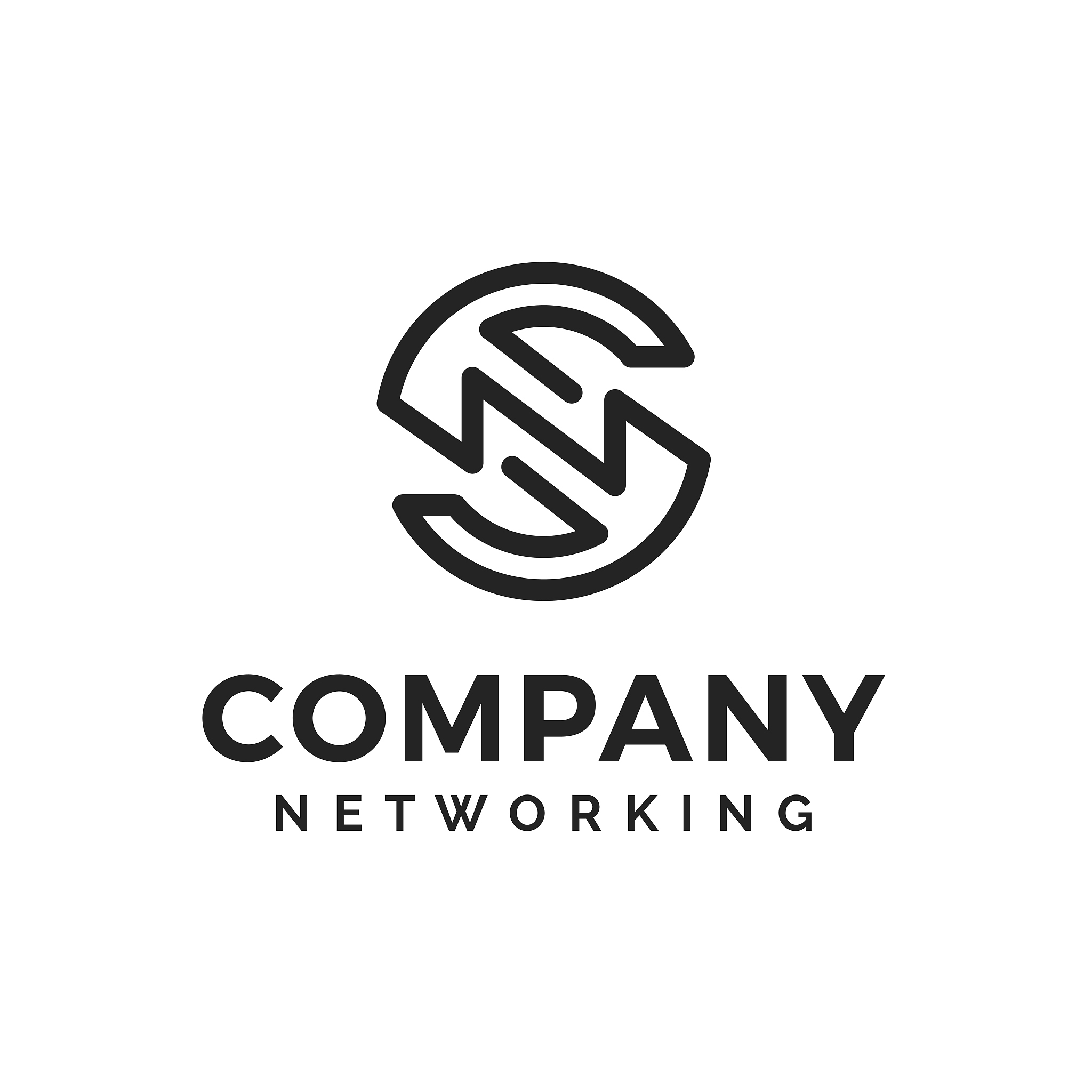 initial letter sn line art logo design