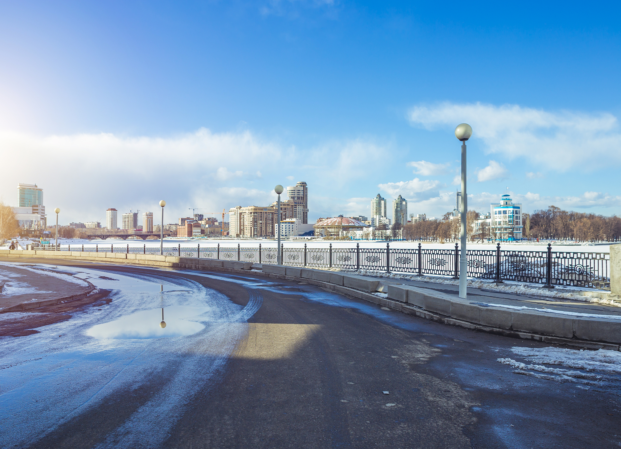 embankment in yekaterinburg in the spring