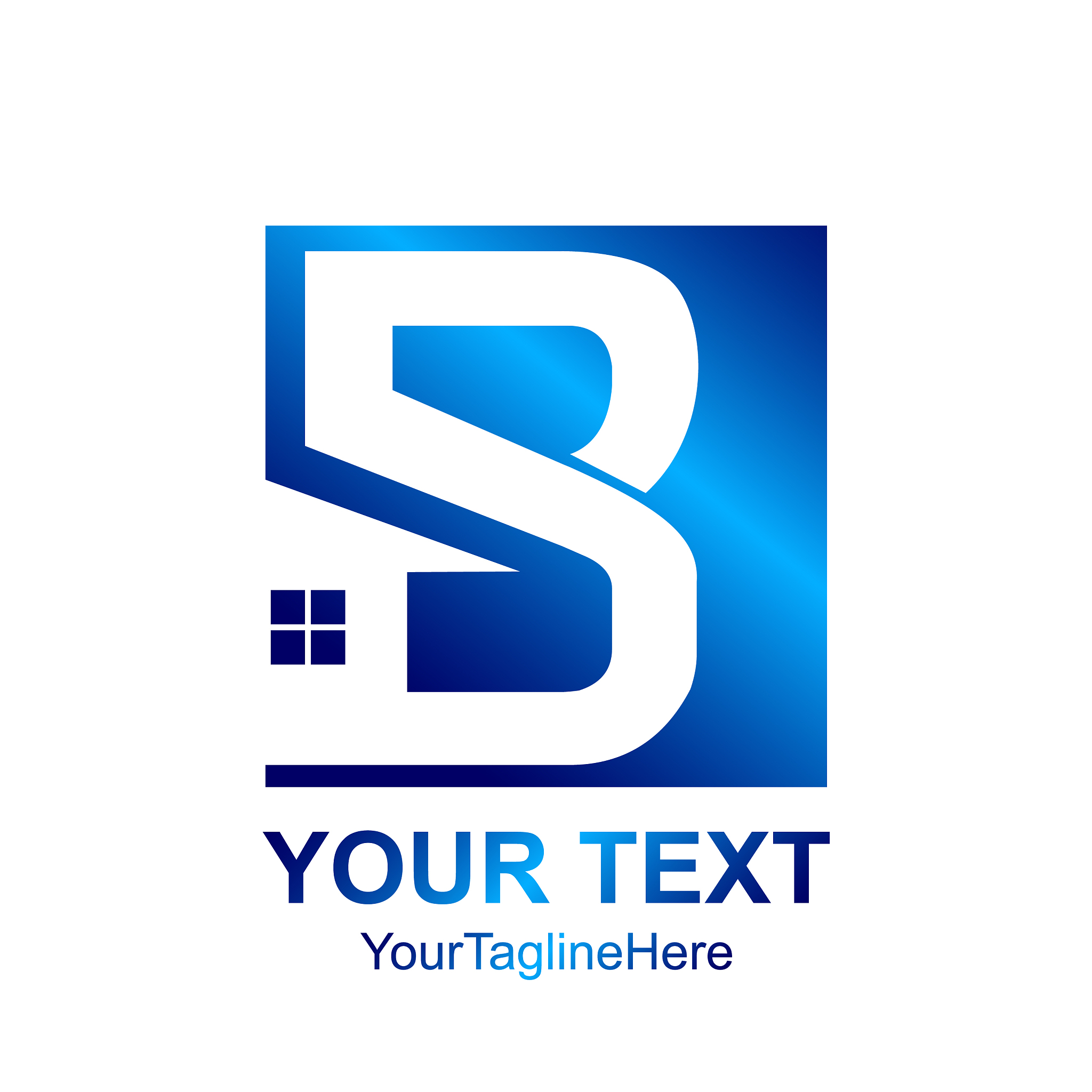 initial letter b logo template colored blue home