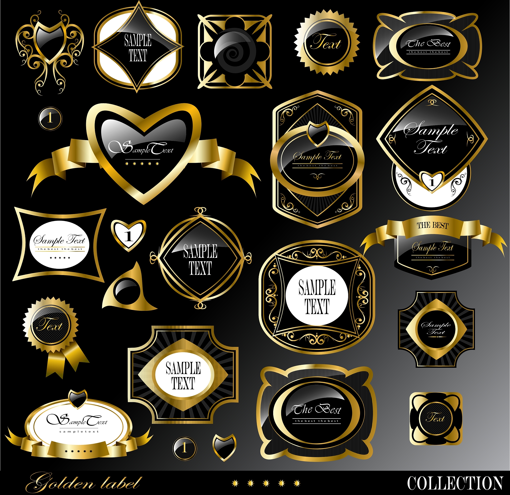 retro black gold label