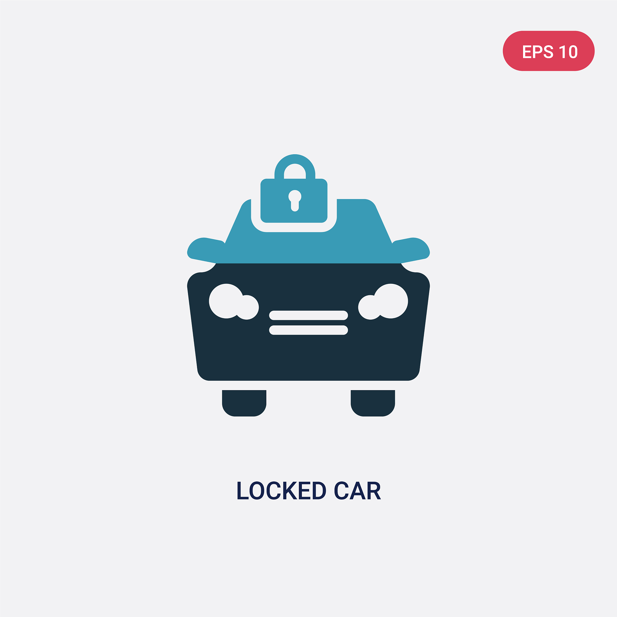 two color locked car icon from transport concept