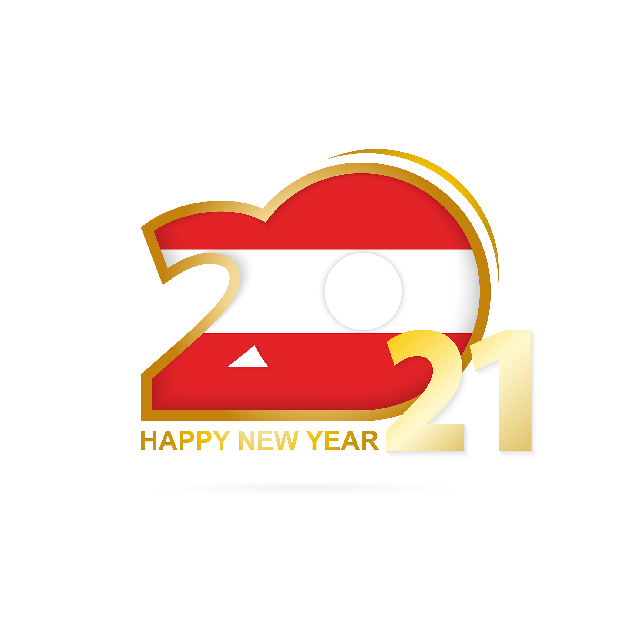 year 2021 with austria flag pattern. happy new year design.