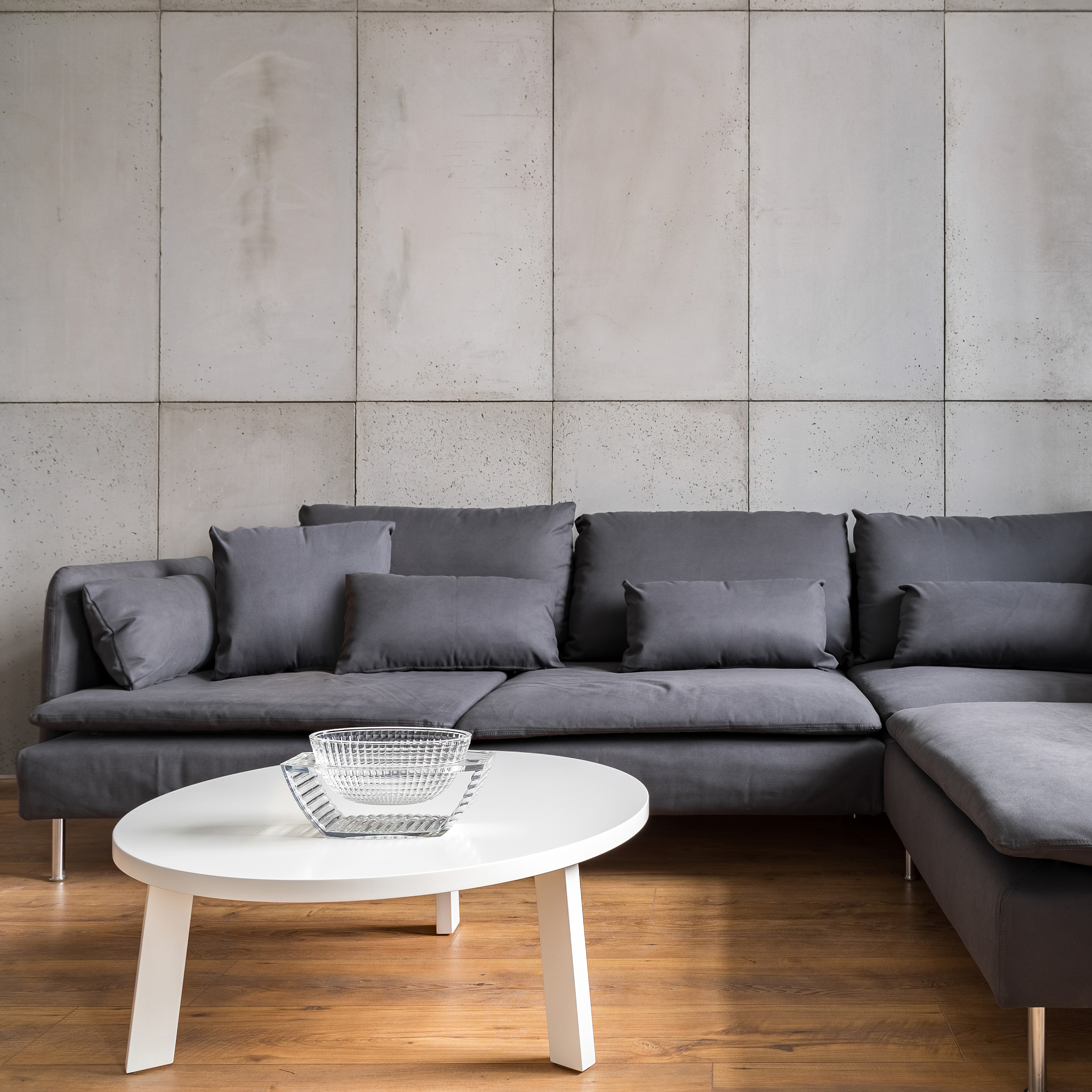 home interior with concrete wall
