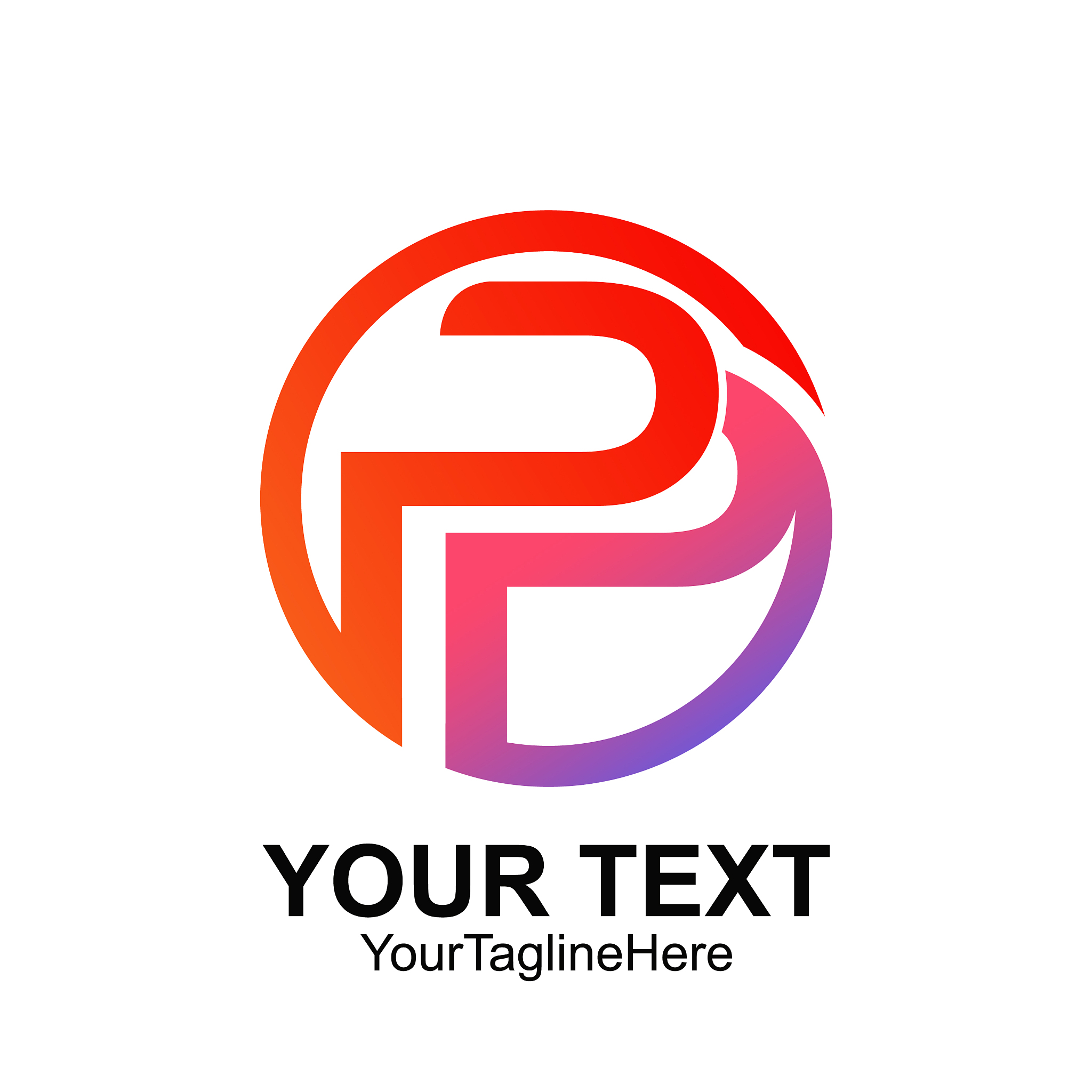initial letter p or pp logo template colorful