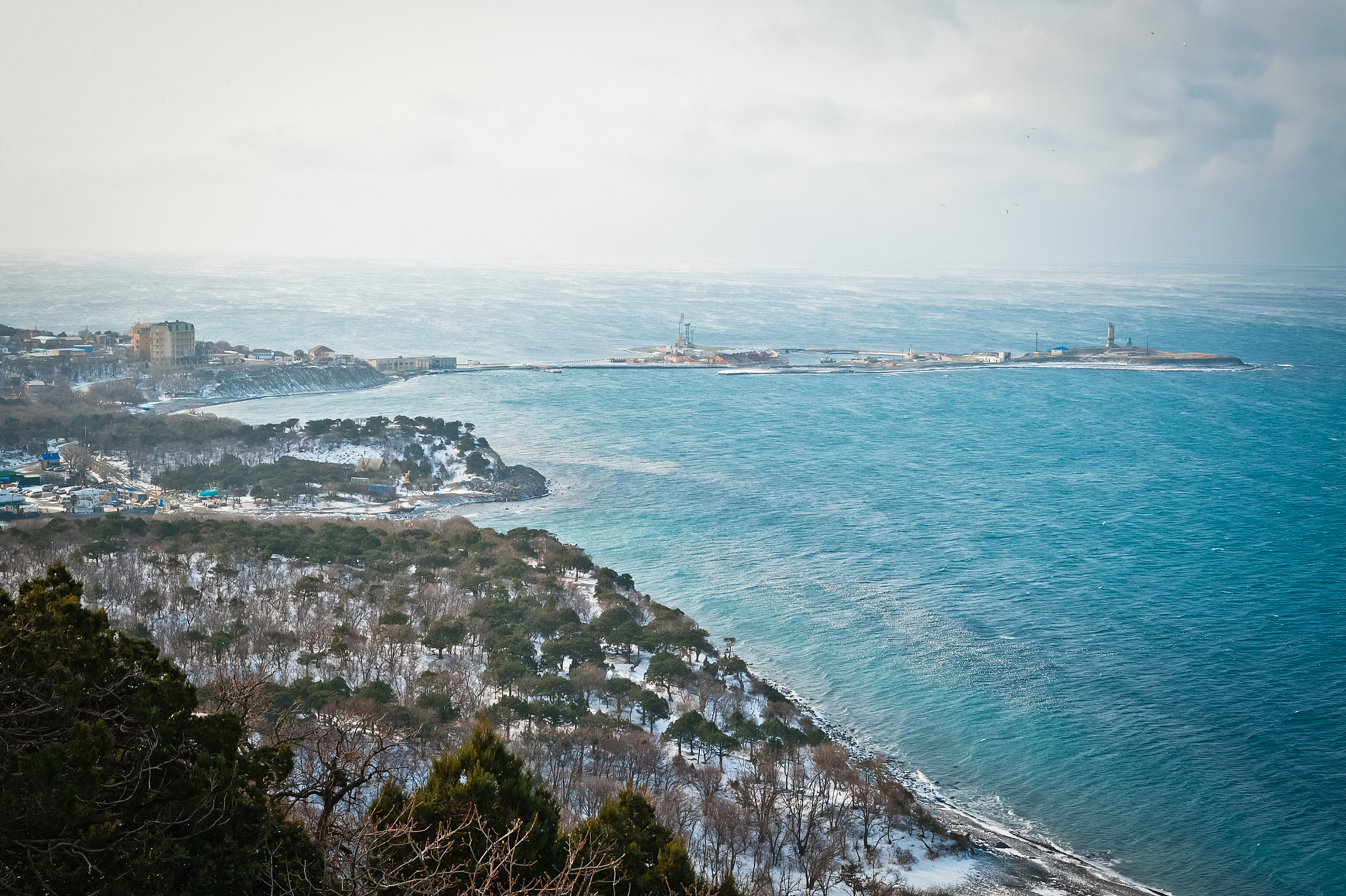 view on the black sea, winter landscape