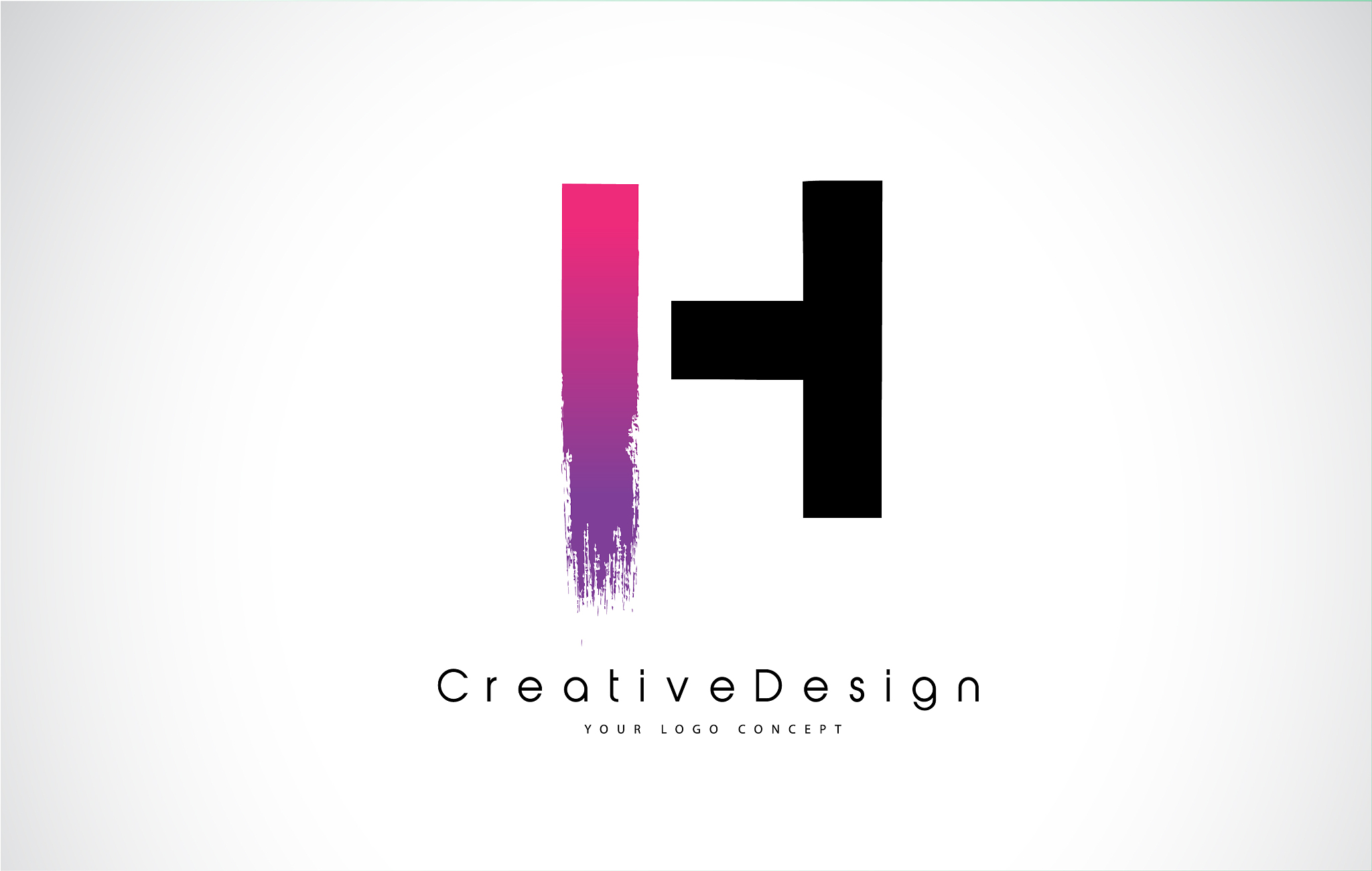 h letter logo design with creative pink purple