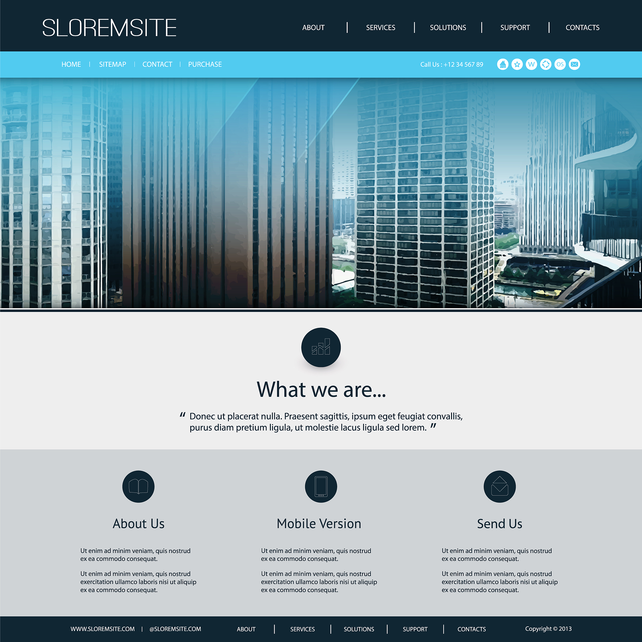 one page website template - global business