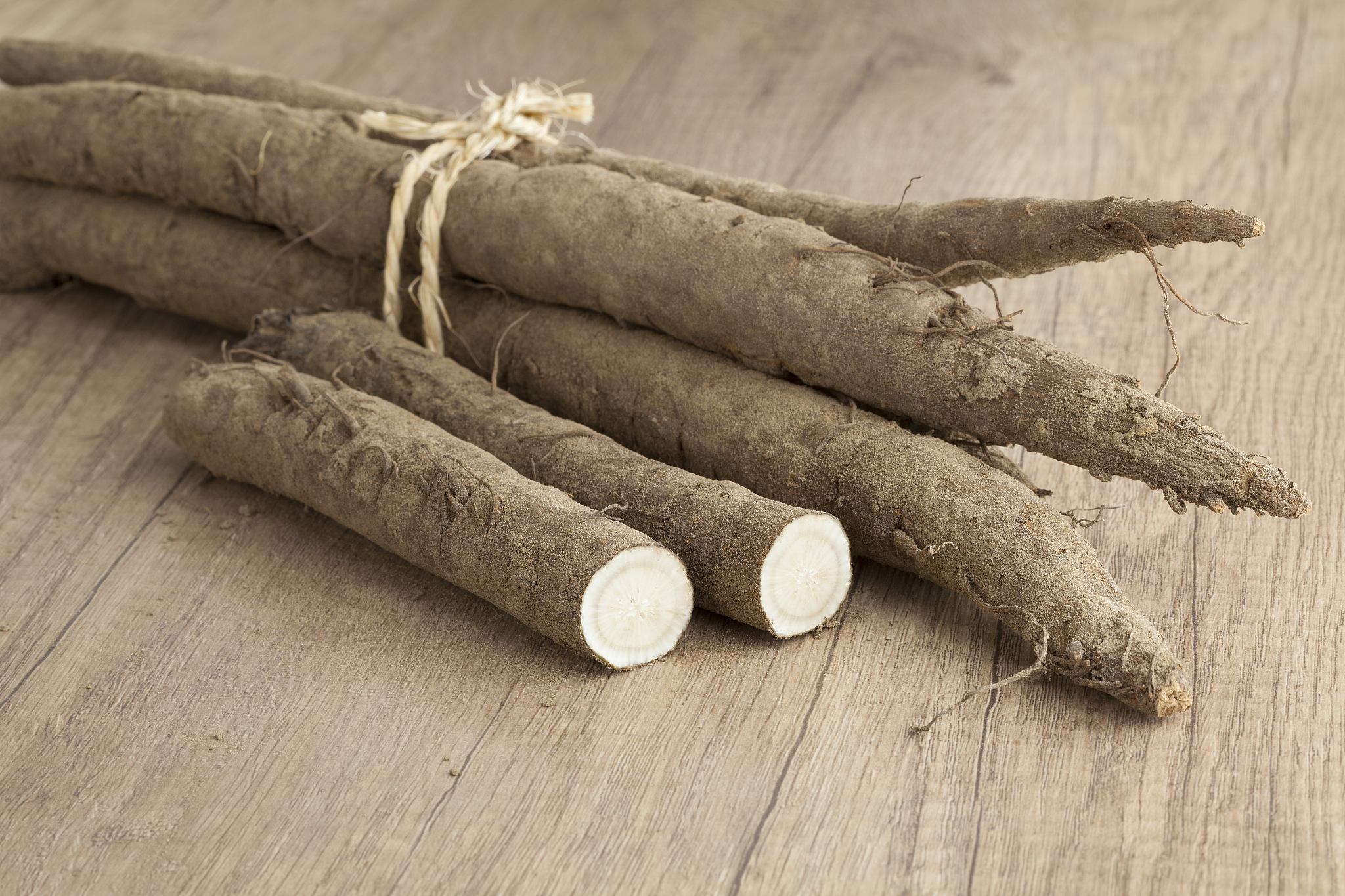 bunch of fresh burdock taproots