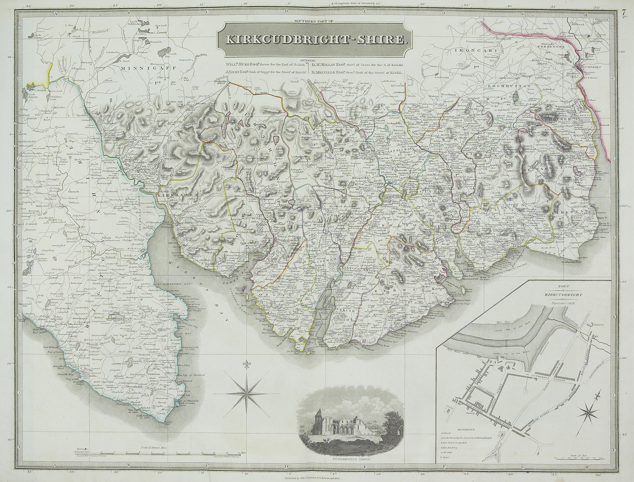 antique map of county of kirkcudbrightshire in scotland