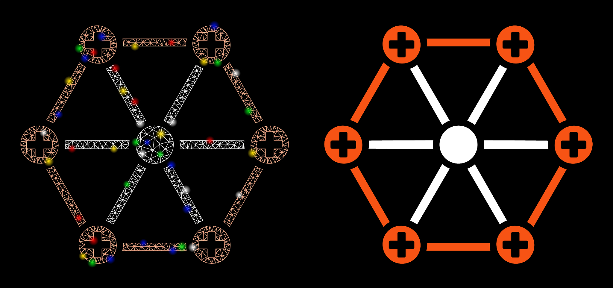 flare mesh 2d medical network icon with flare