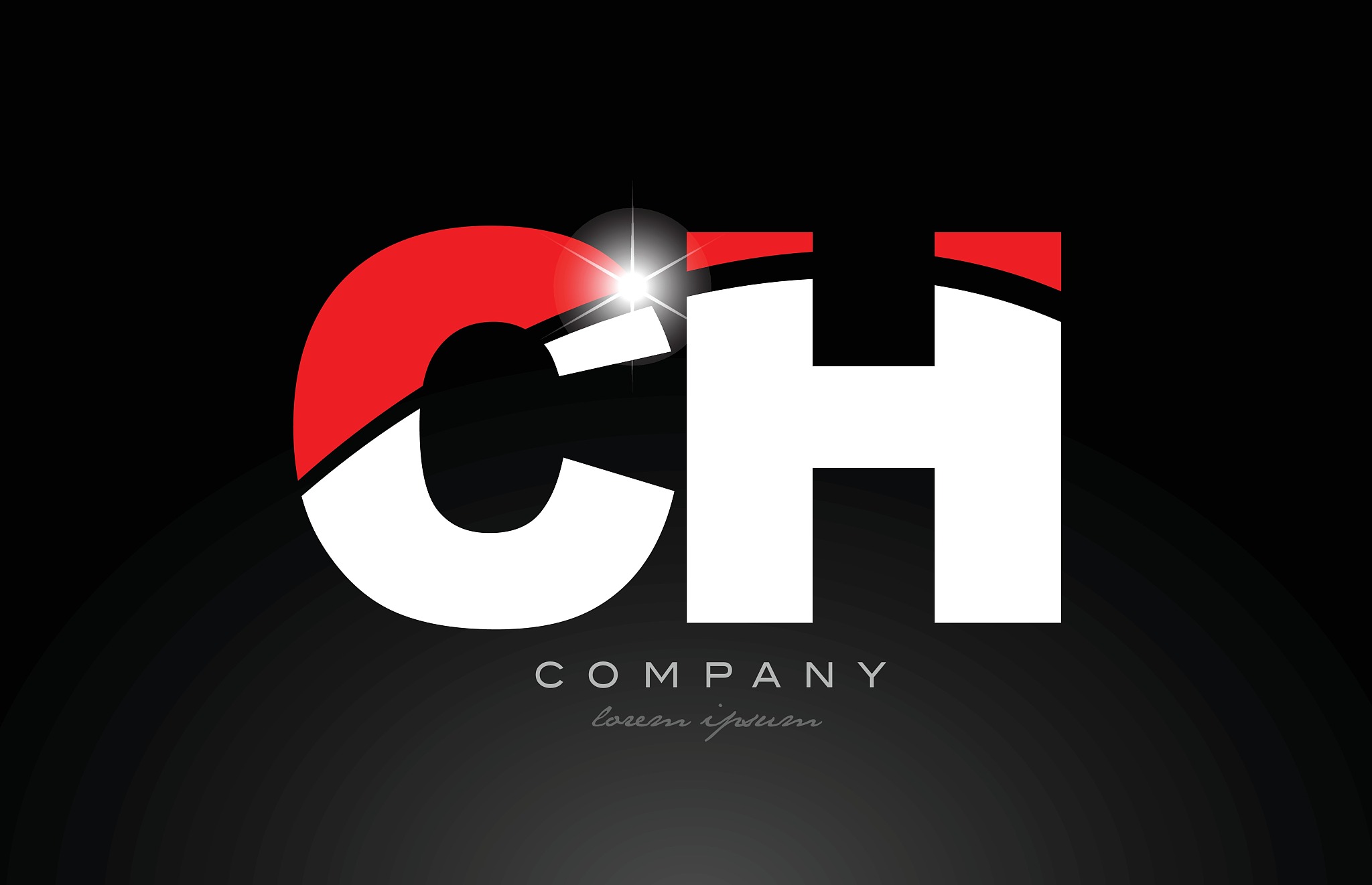 red white color letter combination ch c h alphabet for logo icon