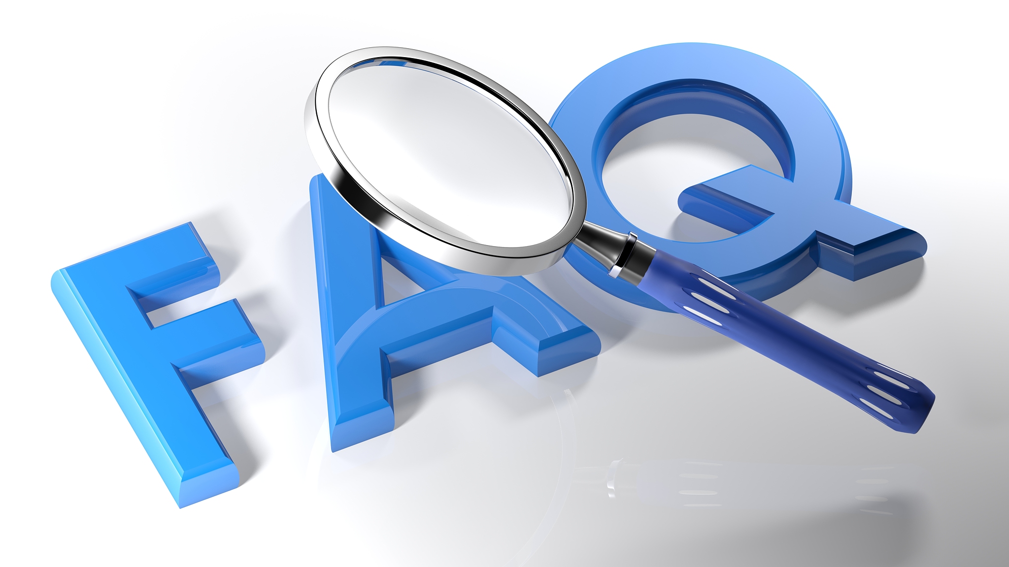 magnifier on faq - 3d rendering