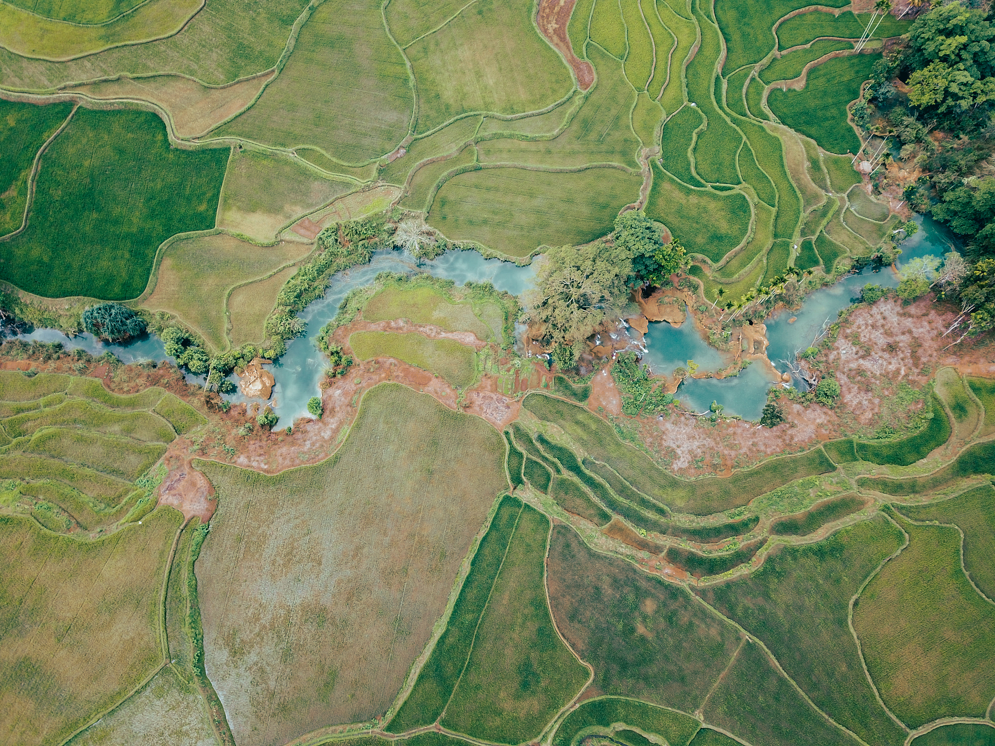 the view from the top of the terraced rice fields and the weekac
