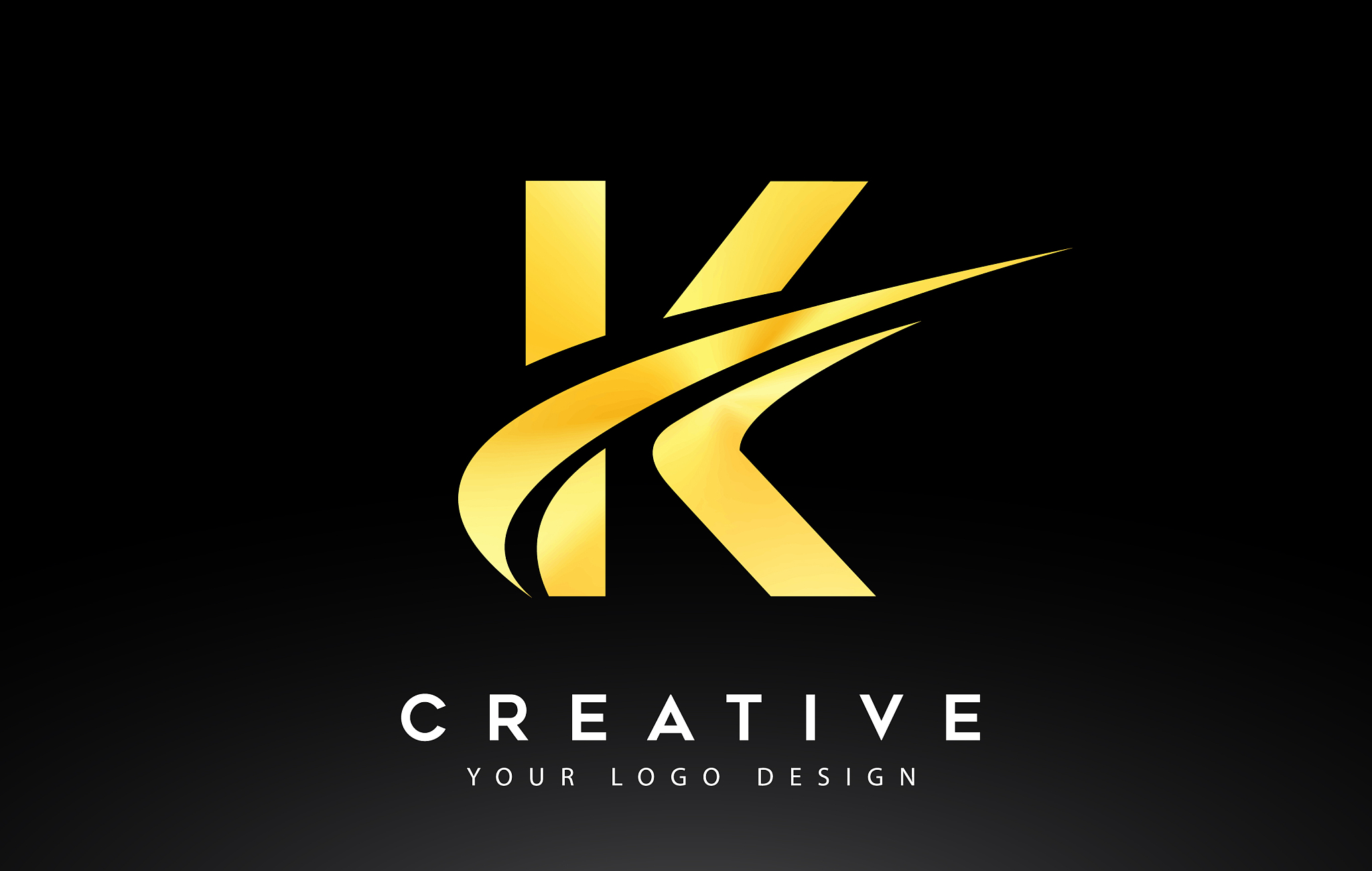 creative k letter logo design with swoosh icon
