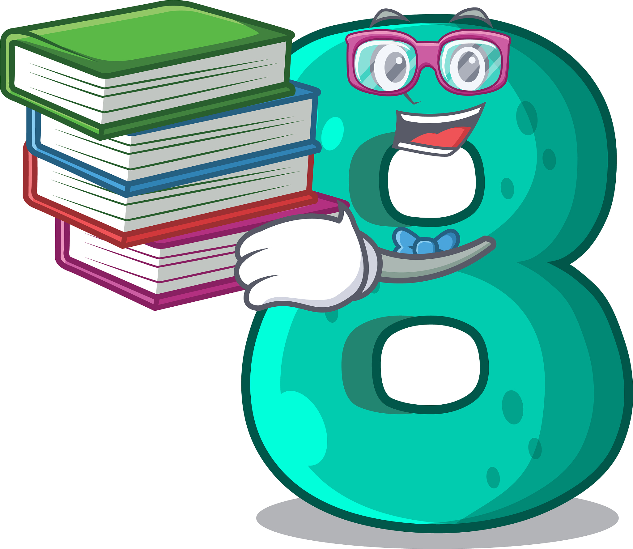student with book number eight volume logo the