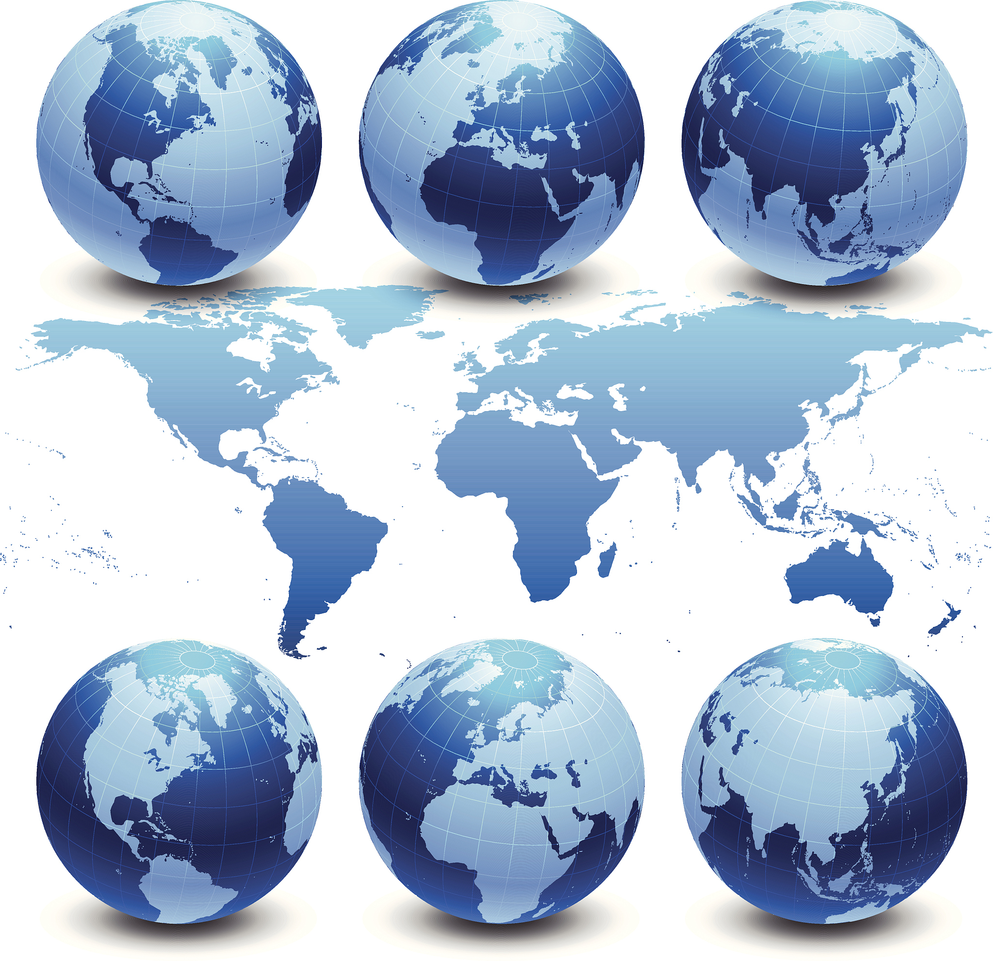 detailed world map and globes