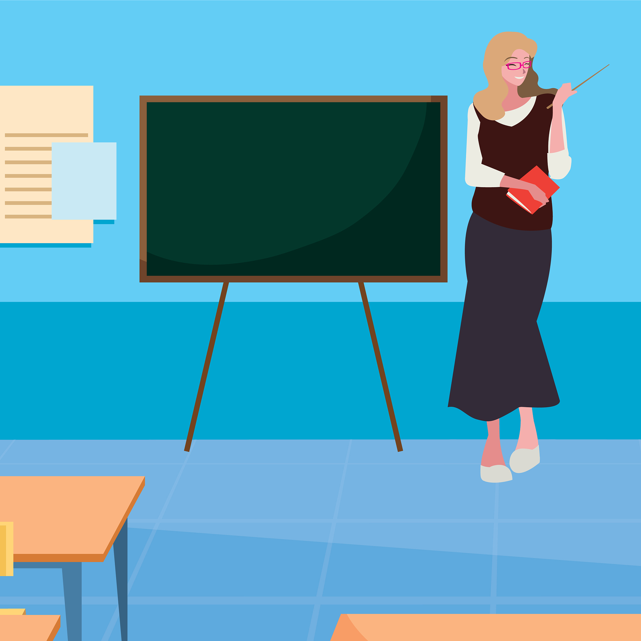 female teacher in classroom character