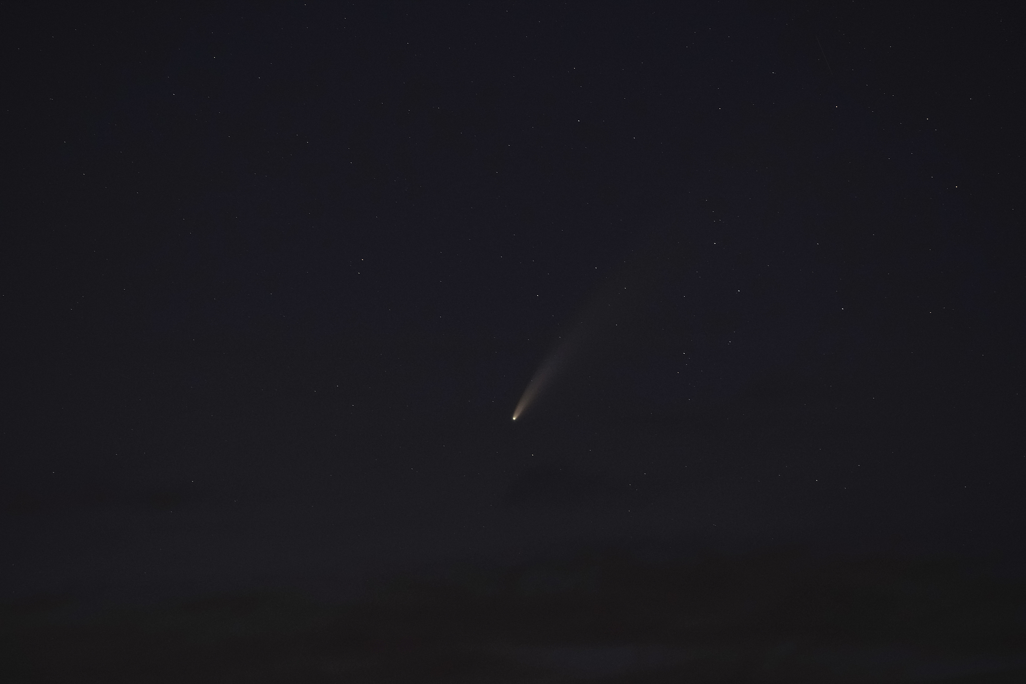 comet c / 2020 f3 (neowise) close up at night among the stars. p