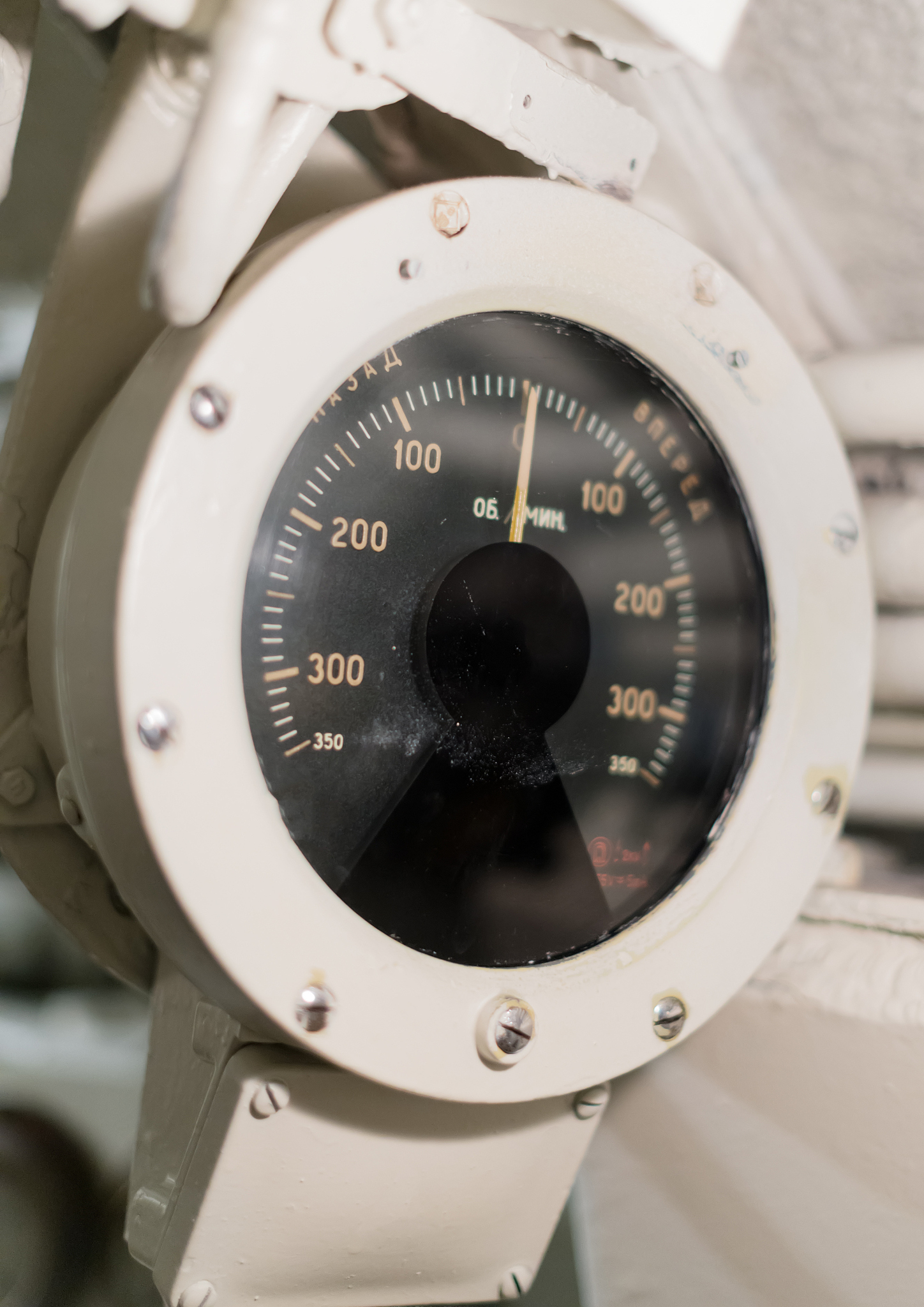 russian engine order telegraph inside of submarine.