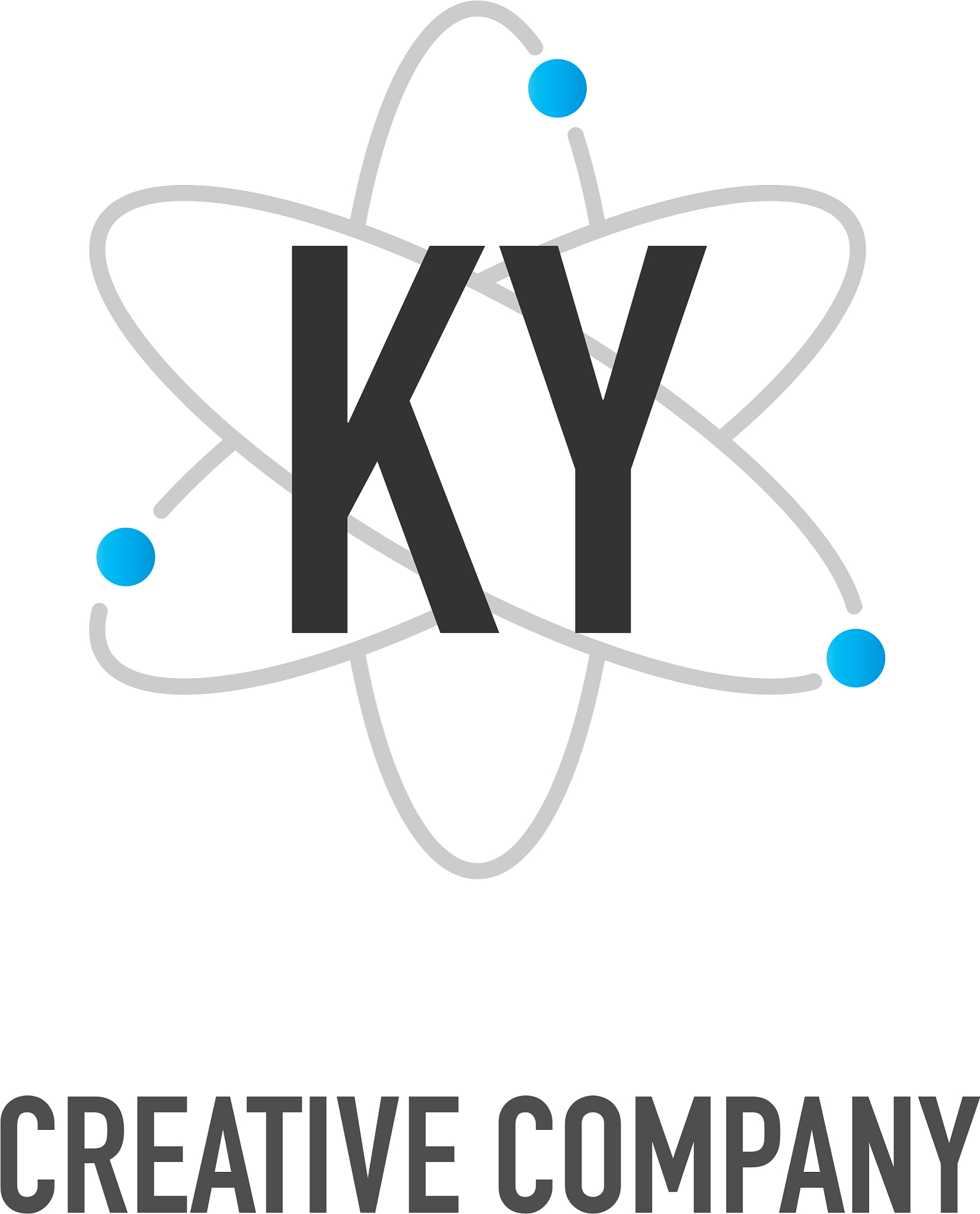initial letter ky atom neutron design logo
