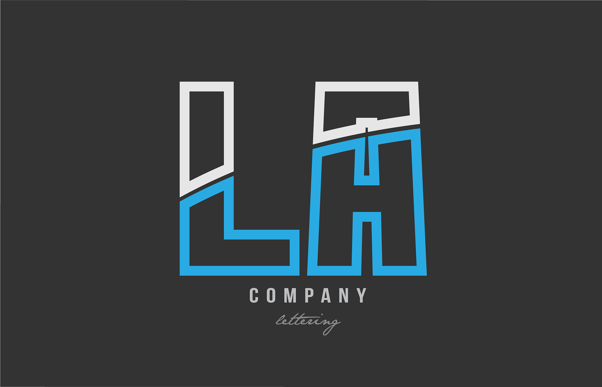 white blue alphabet letter la l a logo icon design