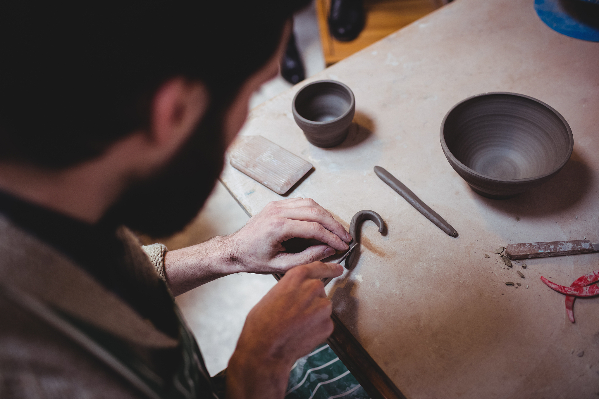 close-up of craftsman working