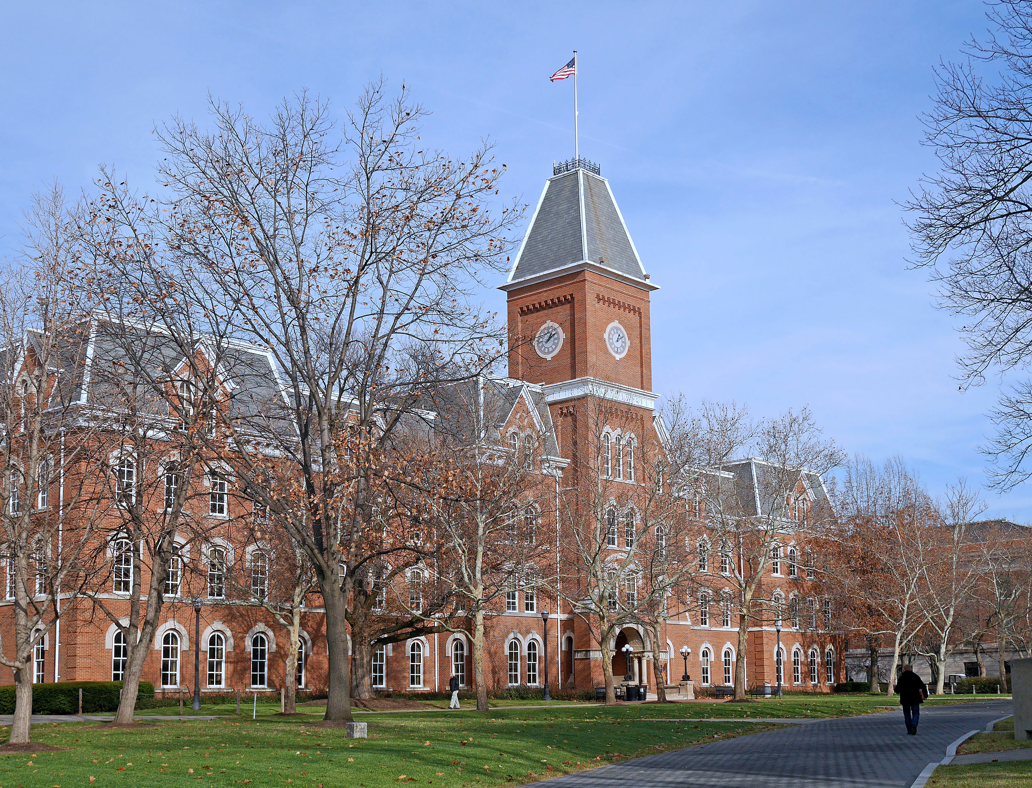 college campus in fall