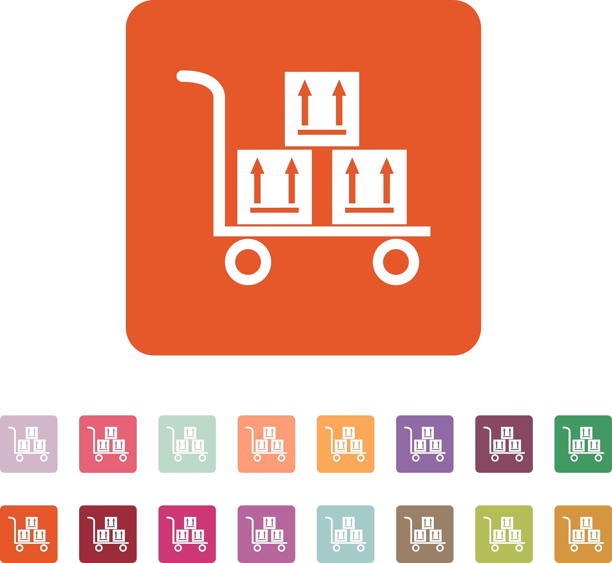 the warehouse trolley with boxes icon delivery
