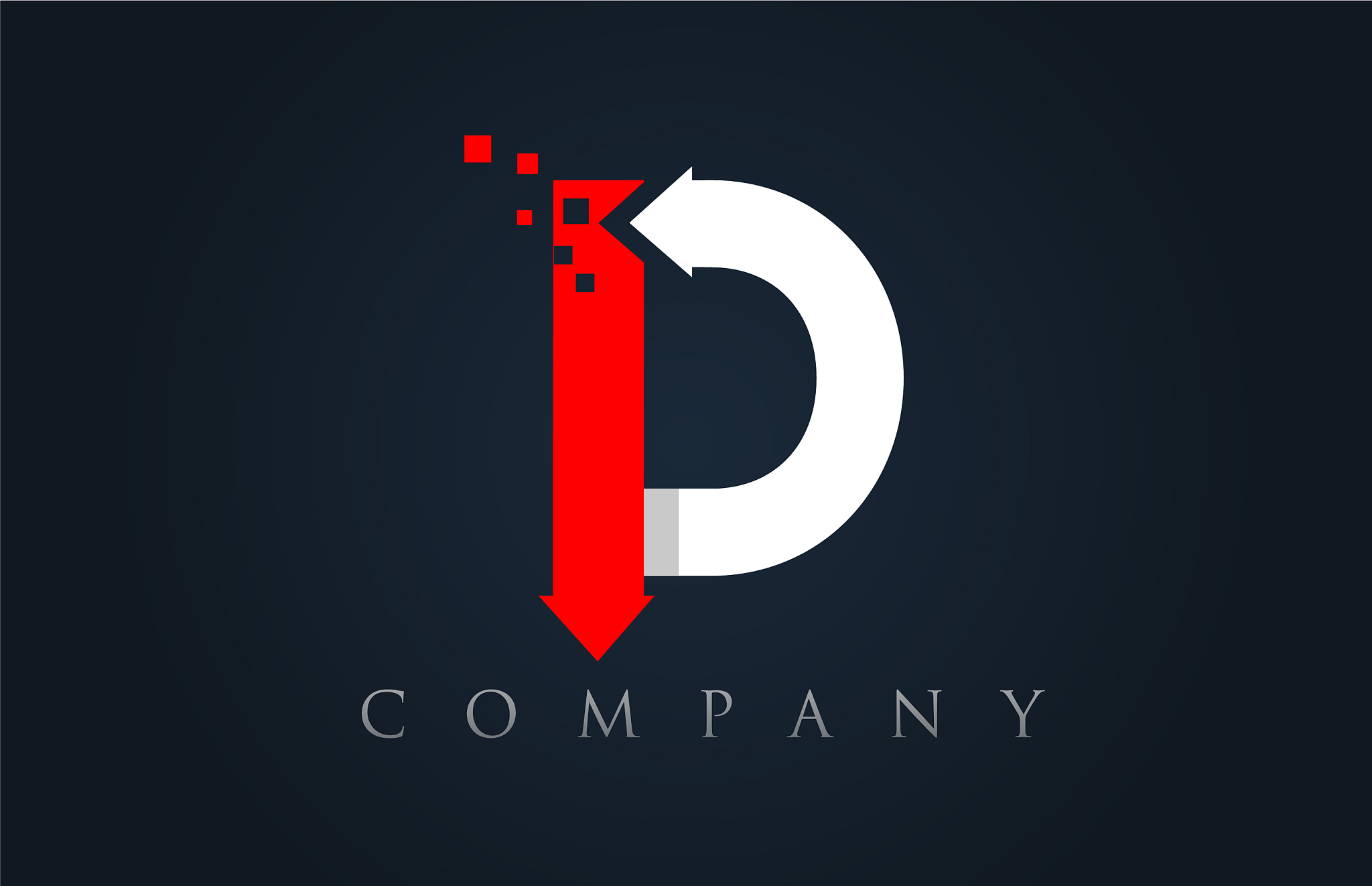 d red white blue alphabet letter logo company