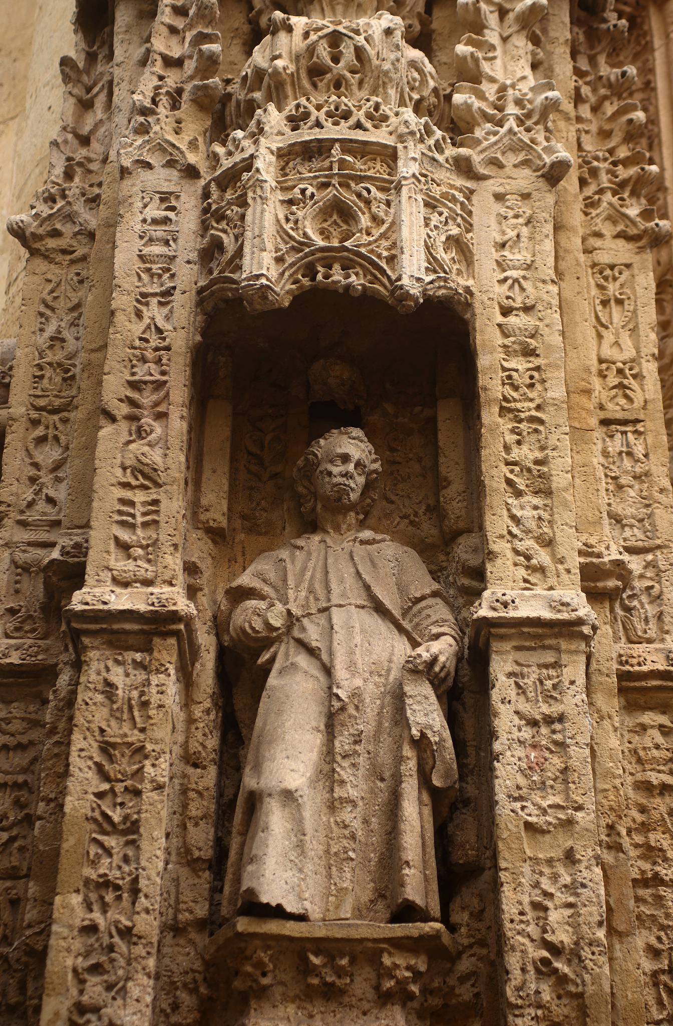 spain, andalusia, cordoba. baroque sculpted exterior facade in t
