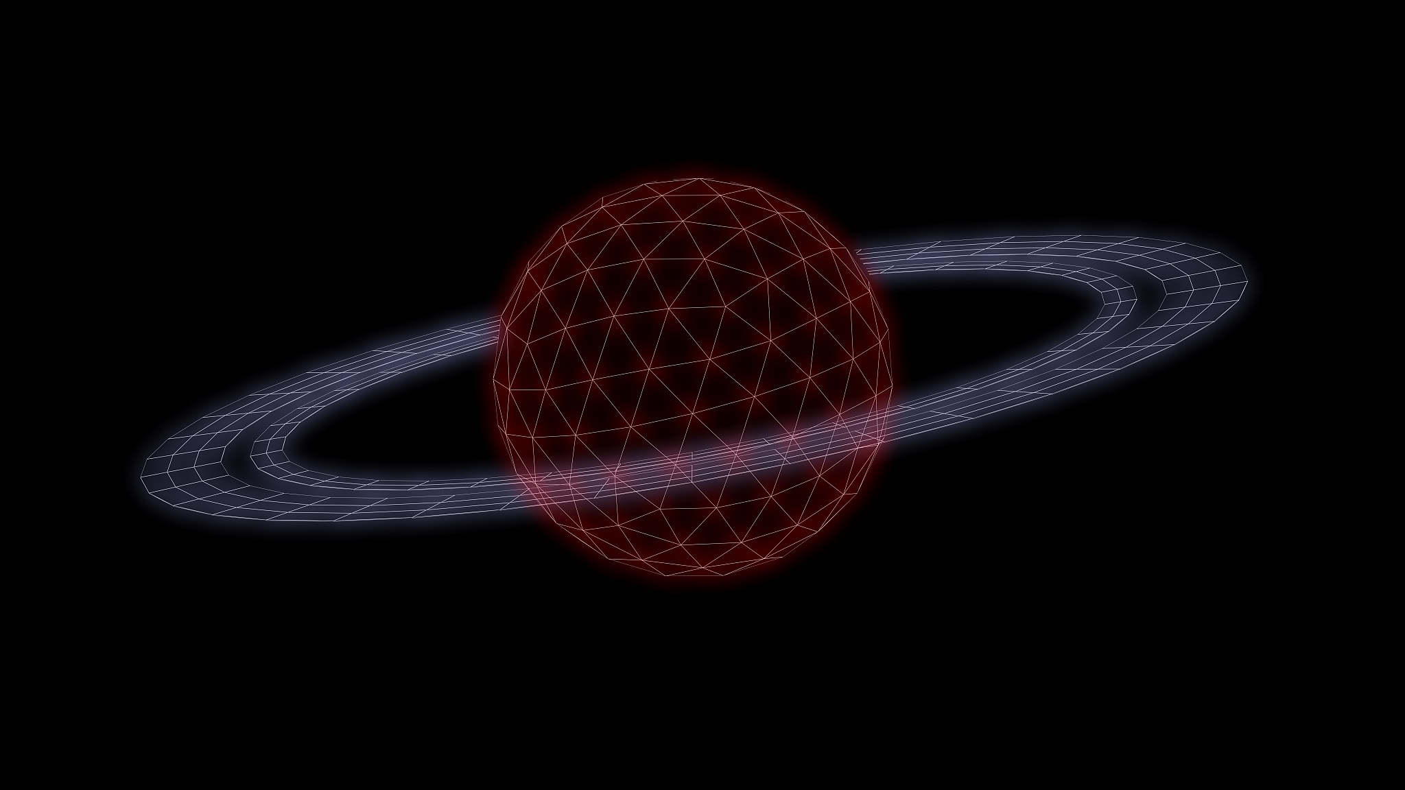 saturn synthwave neon low poly style 3d render