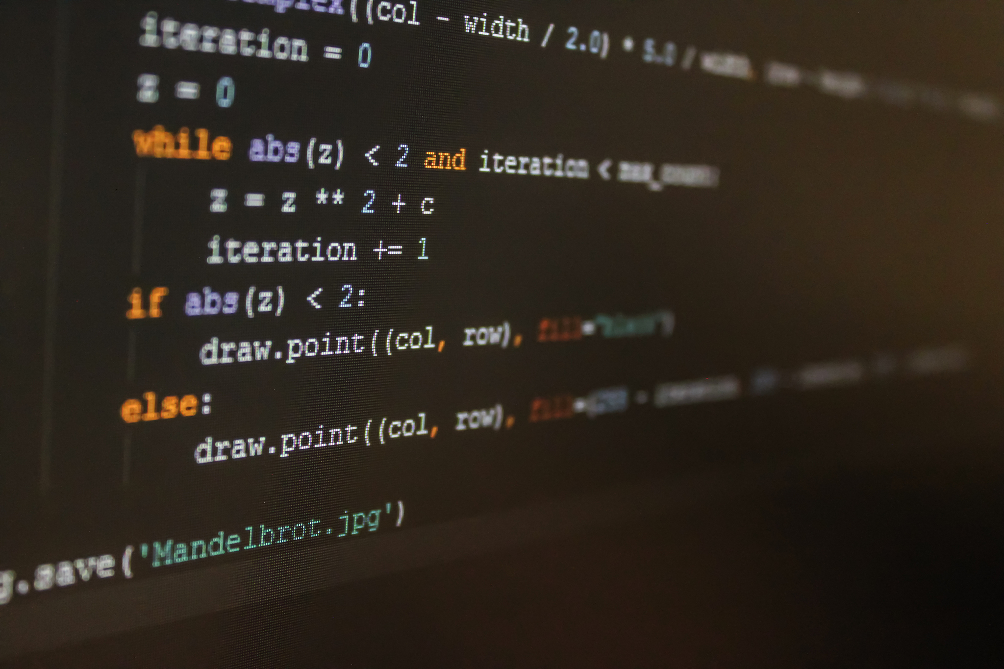 piece of programming code in ide.