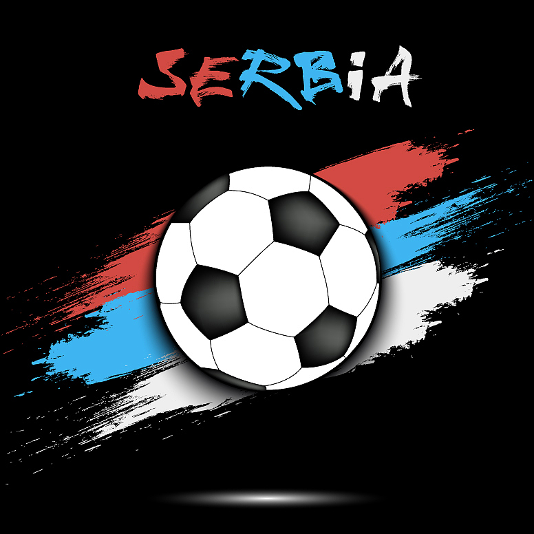 soccer ball and serbia flag