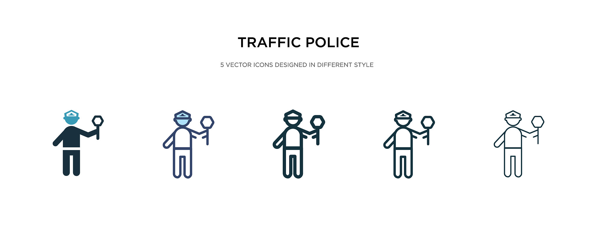traffic police icon in different style two