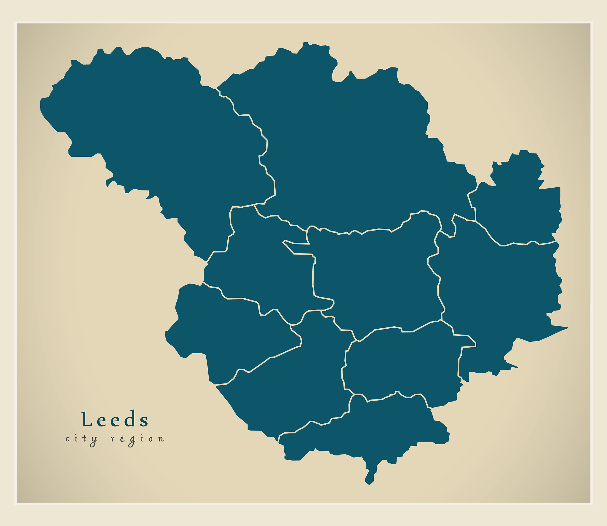 modern city map - leeds city of england with