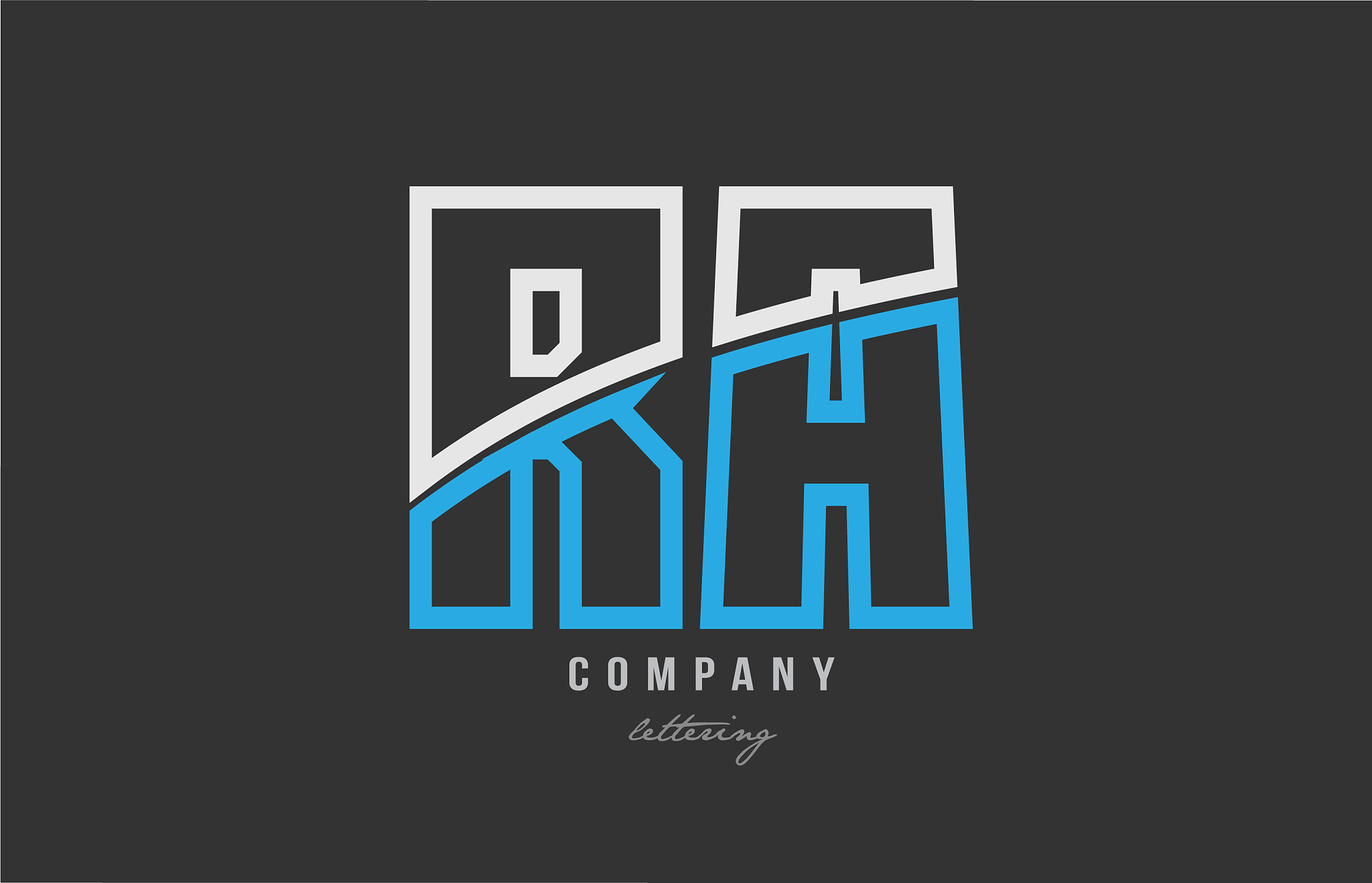 white blue alphabet letter ra r a logo icon design