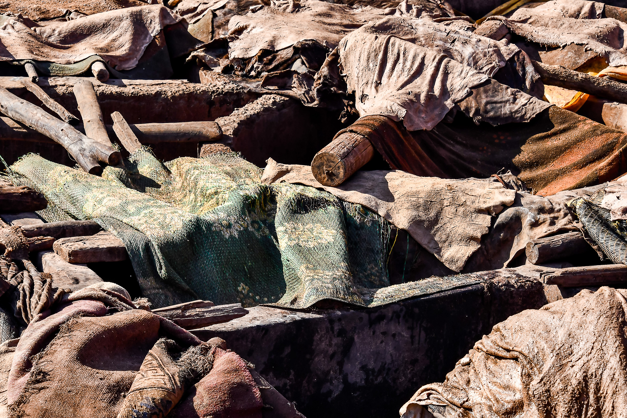 tannery in marrakech, morocco africa