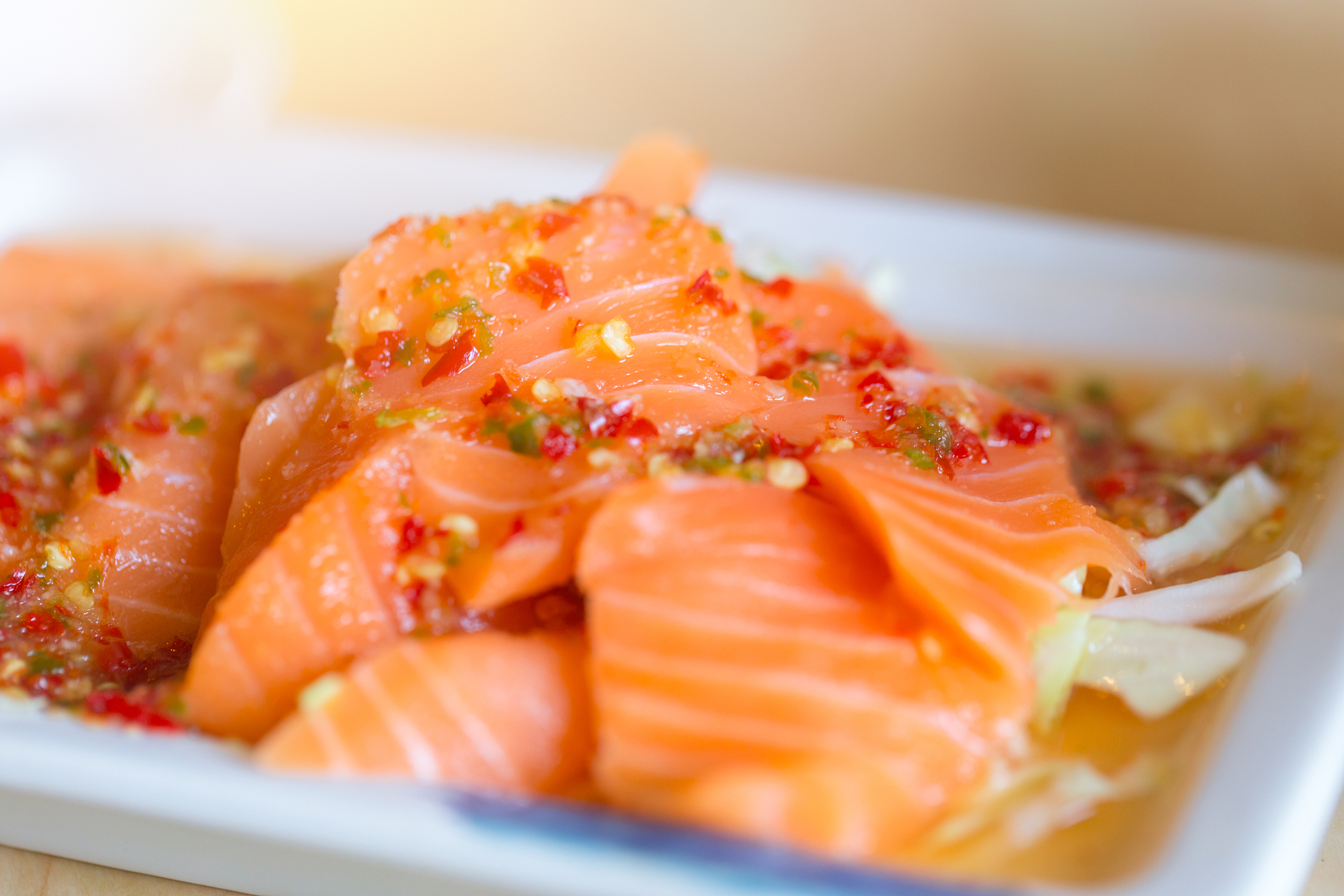 japanese fusion food. japan fresh salmon fish seafood sashimi mi