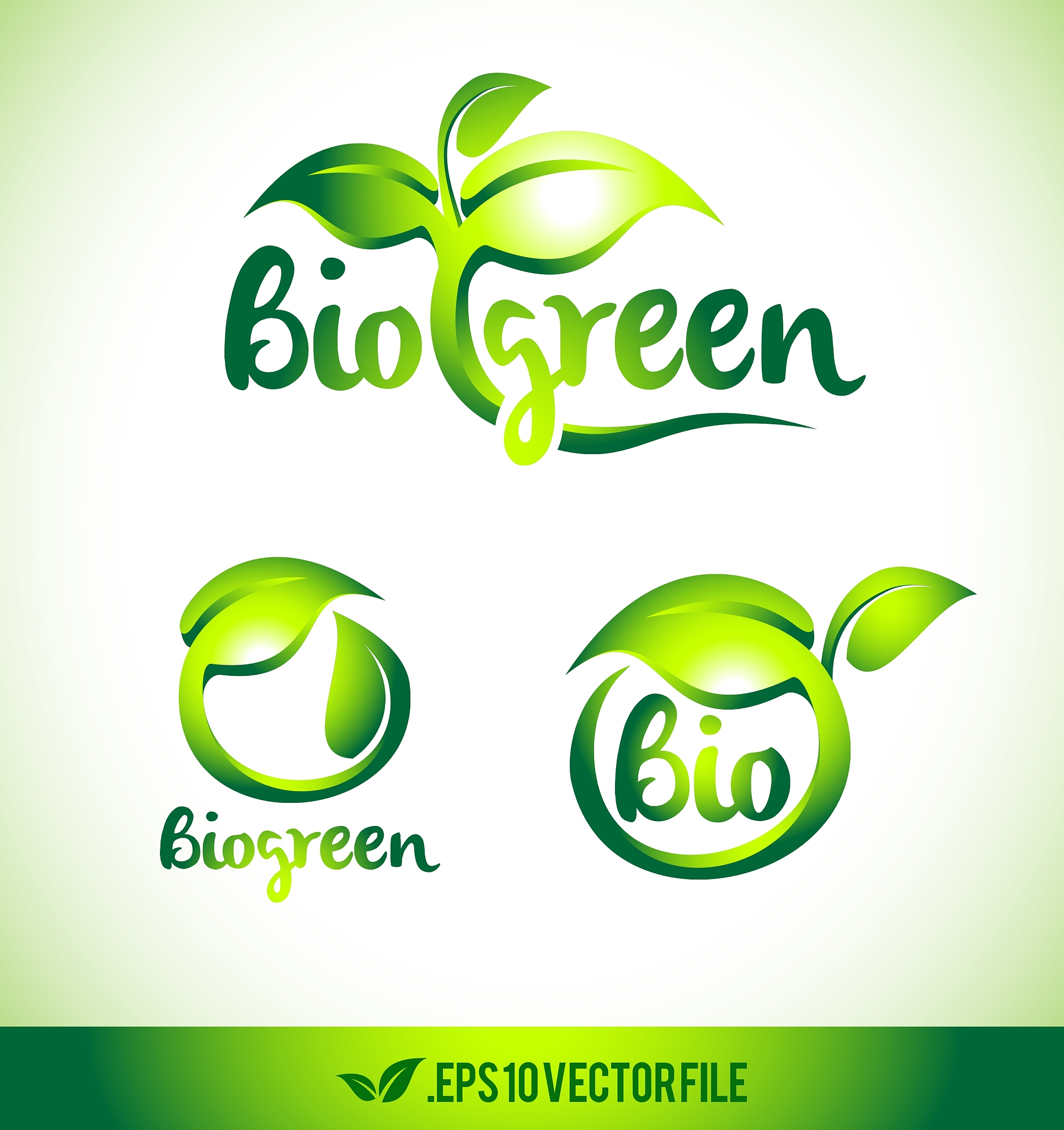 leaf logo icon green leaf design set